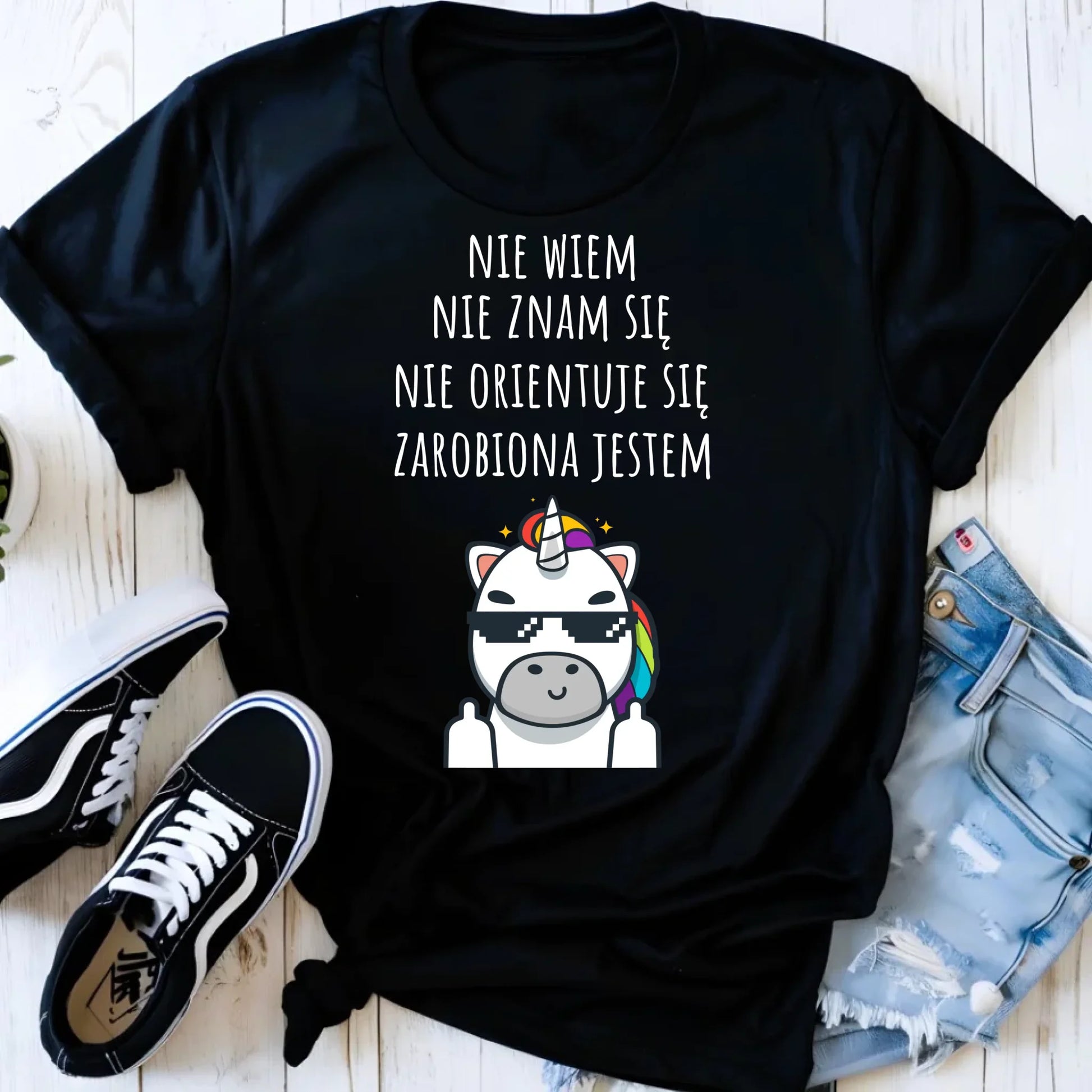 Koszulka damska - Nie wiem, nie znam się, zarobiona jestem DZ05 - StoryCups.pl