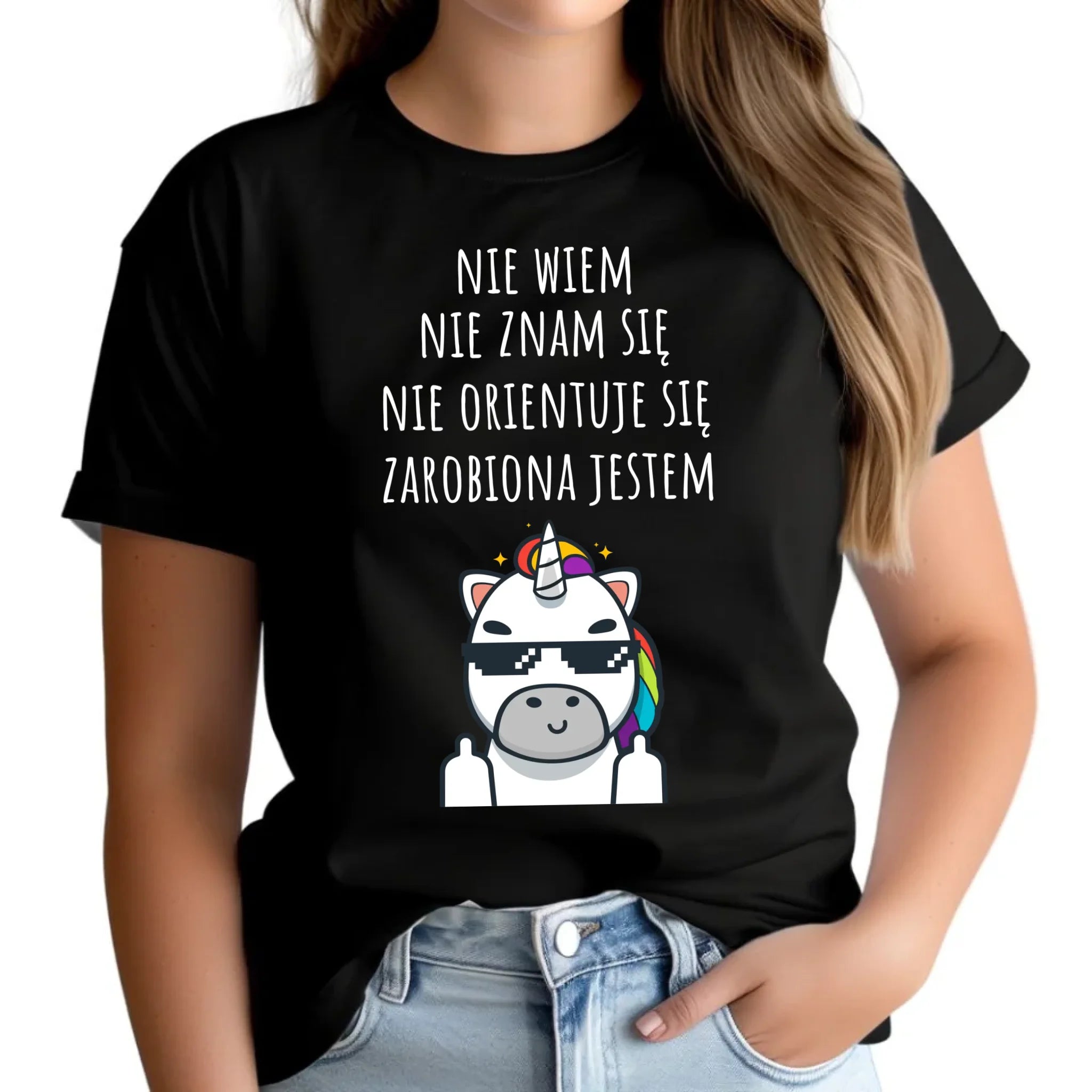 Koszulka damska - Nie wiem, nie znam się, zarobiona jestem DZ05 - StoryCups.pl