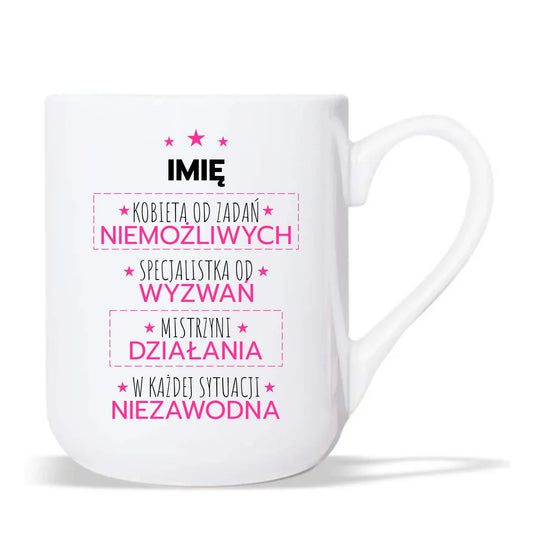 Kubek elegant - Kobieta od zadań niemożliwych - personalizowany DZ19 - StoryCups.pl