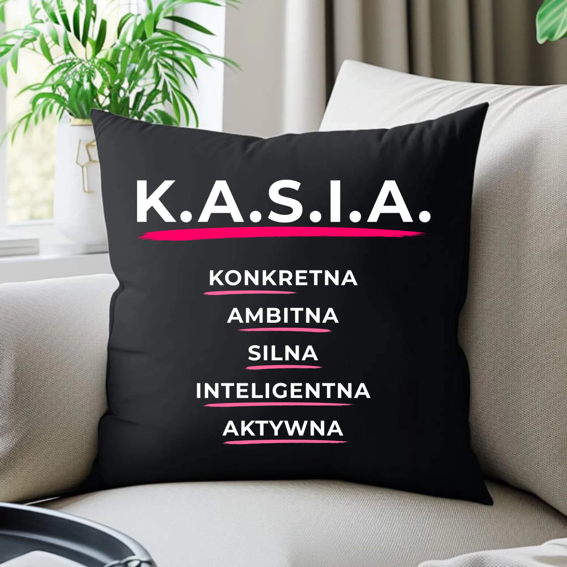 Poduszka dekoracyjna - prezent dla Kasi - Katarzyna - K.A.S.I.A. DZ17 - StoryCups.pl