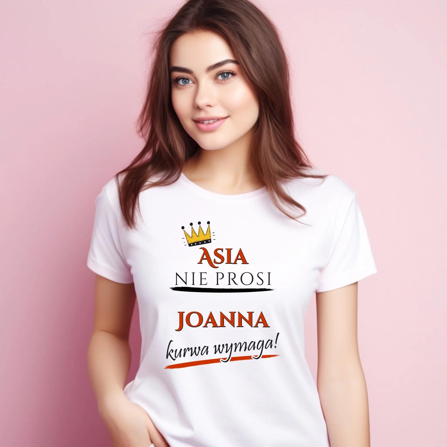Koszulka damska - Nie prosi, ku**a wymaga - bez cenzury - personalizowana DZ18 - StoryCups.pl