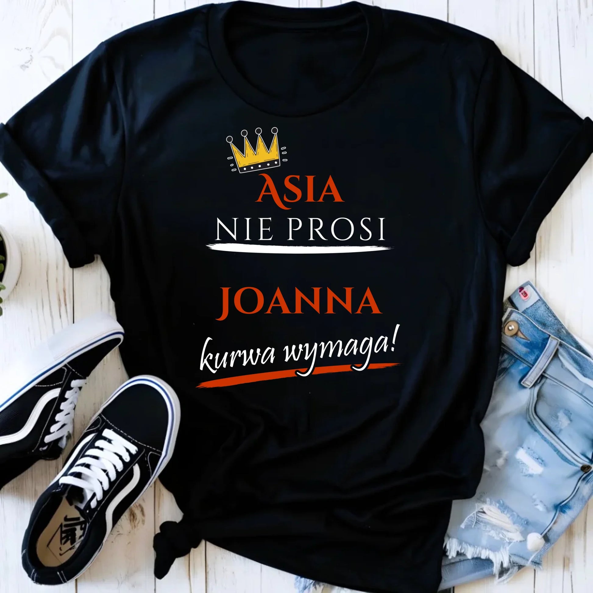 Koszulka damska - Nie prosi, ku**a wymaga - bez cenzury - personalizowana DZ18 - StoryCups.pl