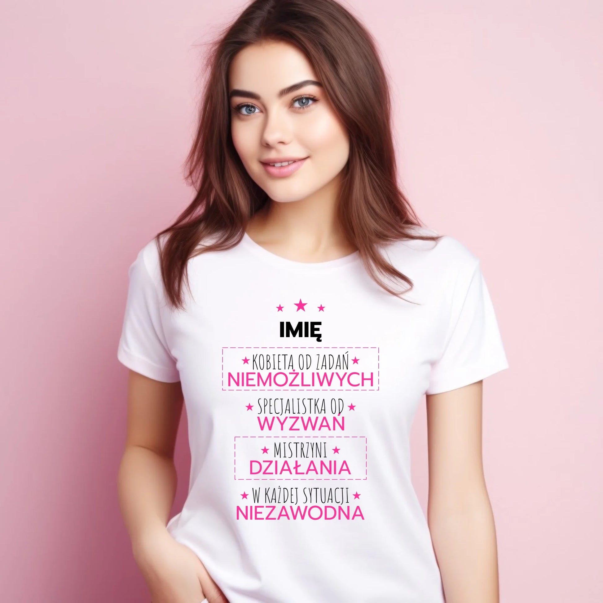 Koszulka damska - Kobieta od zadań niemożliwych - personalizowana DZ19 - StoryCups.pl