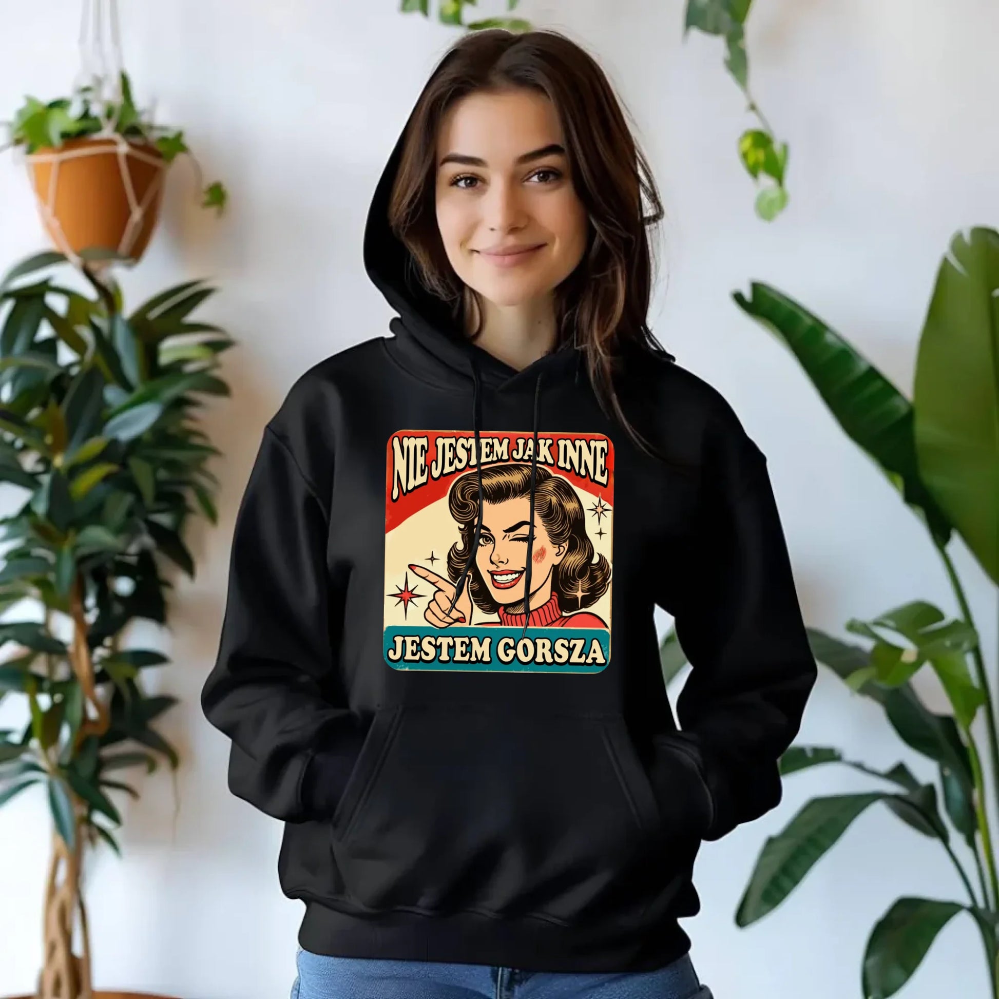 Bluza damska z kapturem - Nie jestem jak inne, jestem gorsza - w stylu retro DZ07 - StoryCups.pl