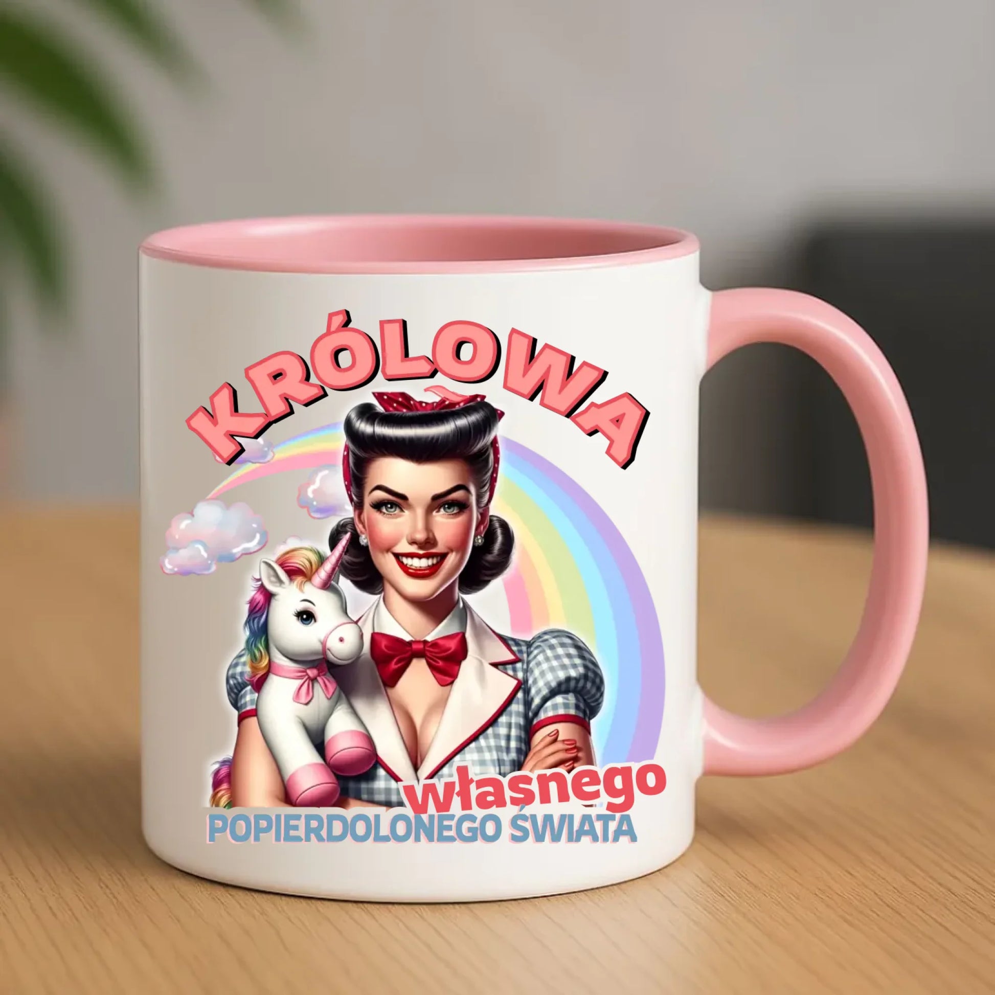 Śmieszny kubek retro – Królowa własnego popierd*onego świata - bez cenzury DZ08 - StoryCups.pl