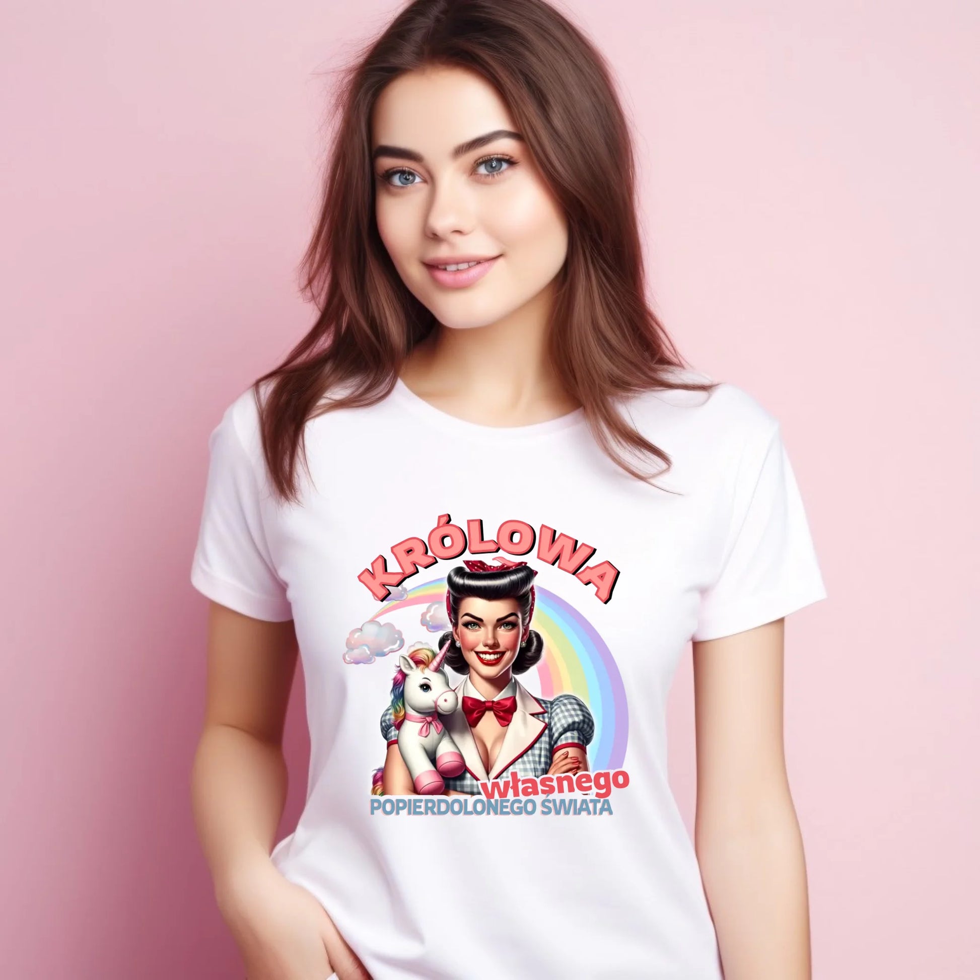 Śmieszna koszulka damska retro – Królowa własnego popierd*onego świata - bez cenzury DZ08 - StoryCups.pl