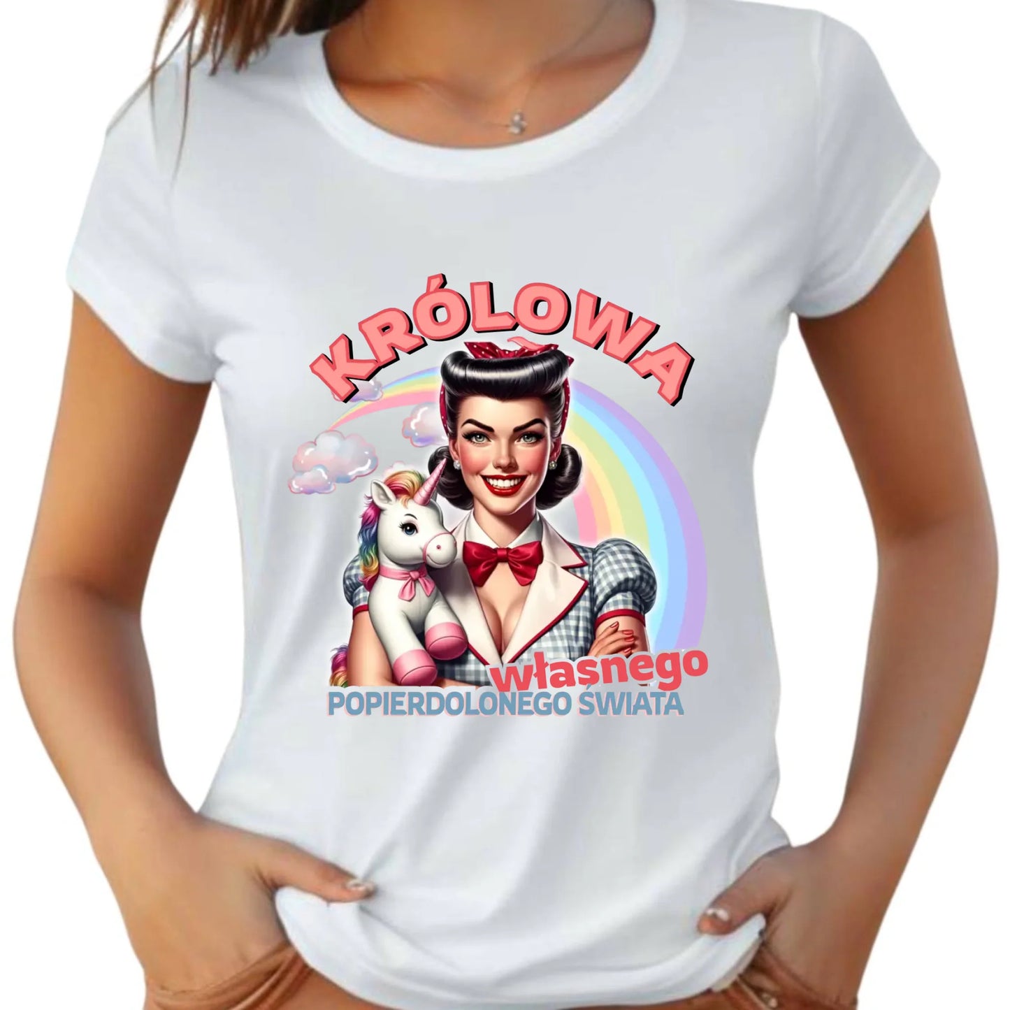 Śmieszna koszulka damska retro – Królowa własnego popierd*onego świata - bez cenzury DZ08 - StoryCups.pl