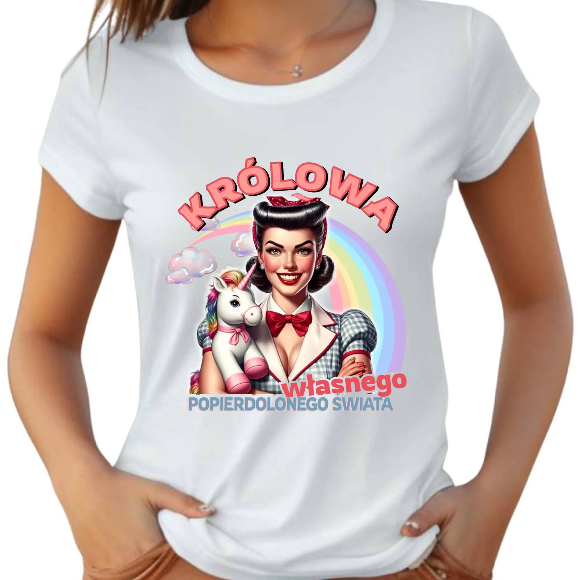 Śmieszna koszulka damska retro – Królowa własnego popierd*onego świata - bez cenzury DZ08 - StoryCups.pl