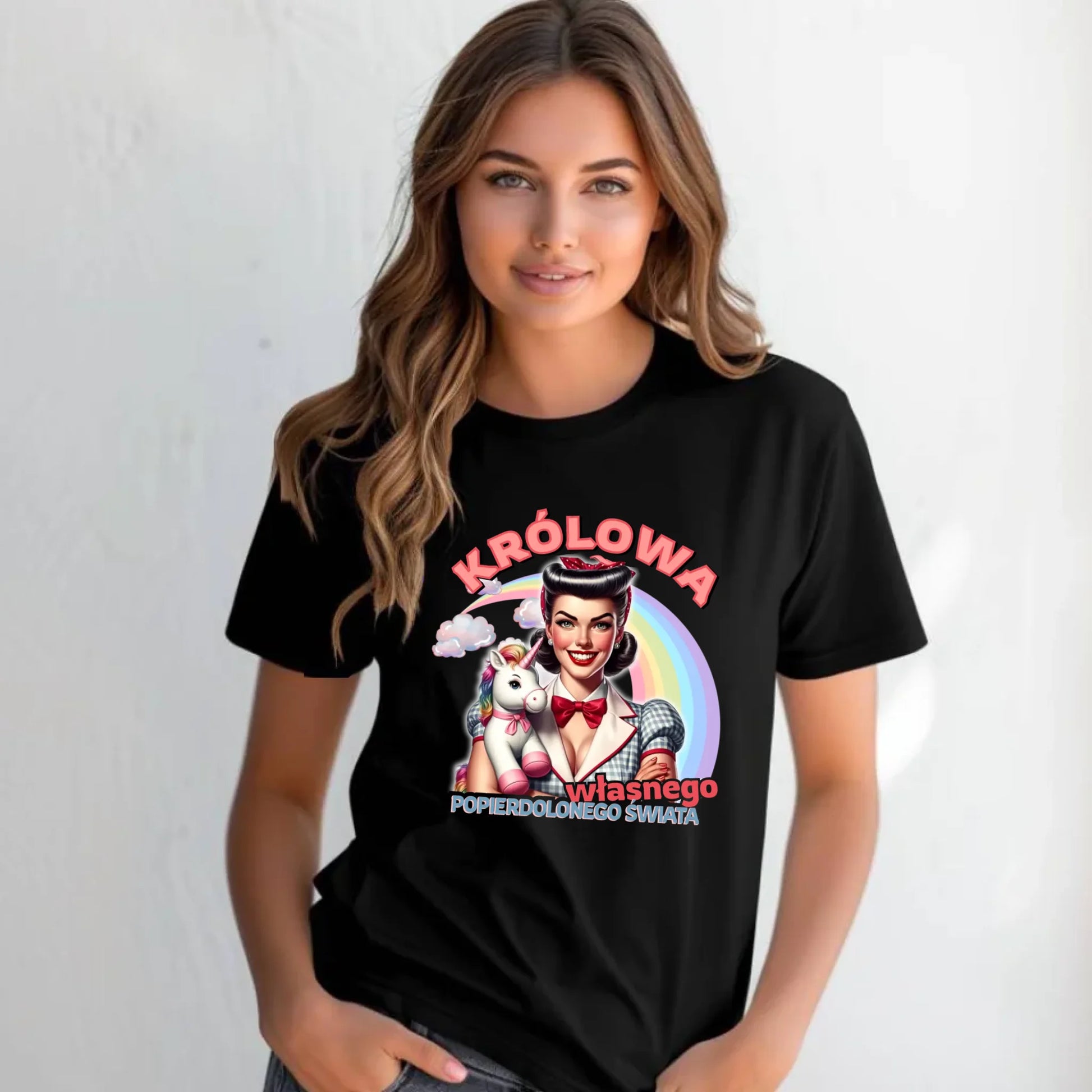 Śmieszna koszulka damska retro – Królowa własnego popierd*onego świata - bez cenzury DZ08 - StoryCups.pl