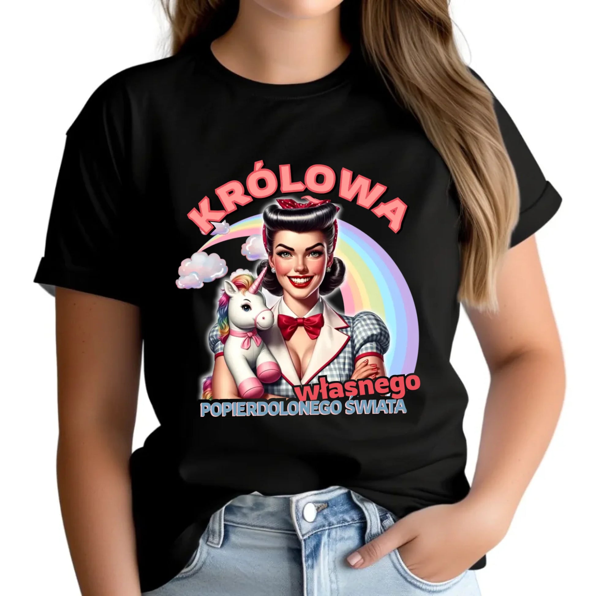 Śmieszna koszulka damska retro – Królowa własnego popierd*onego świata - bez cenzury DZ08 - StoryCups.pl