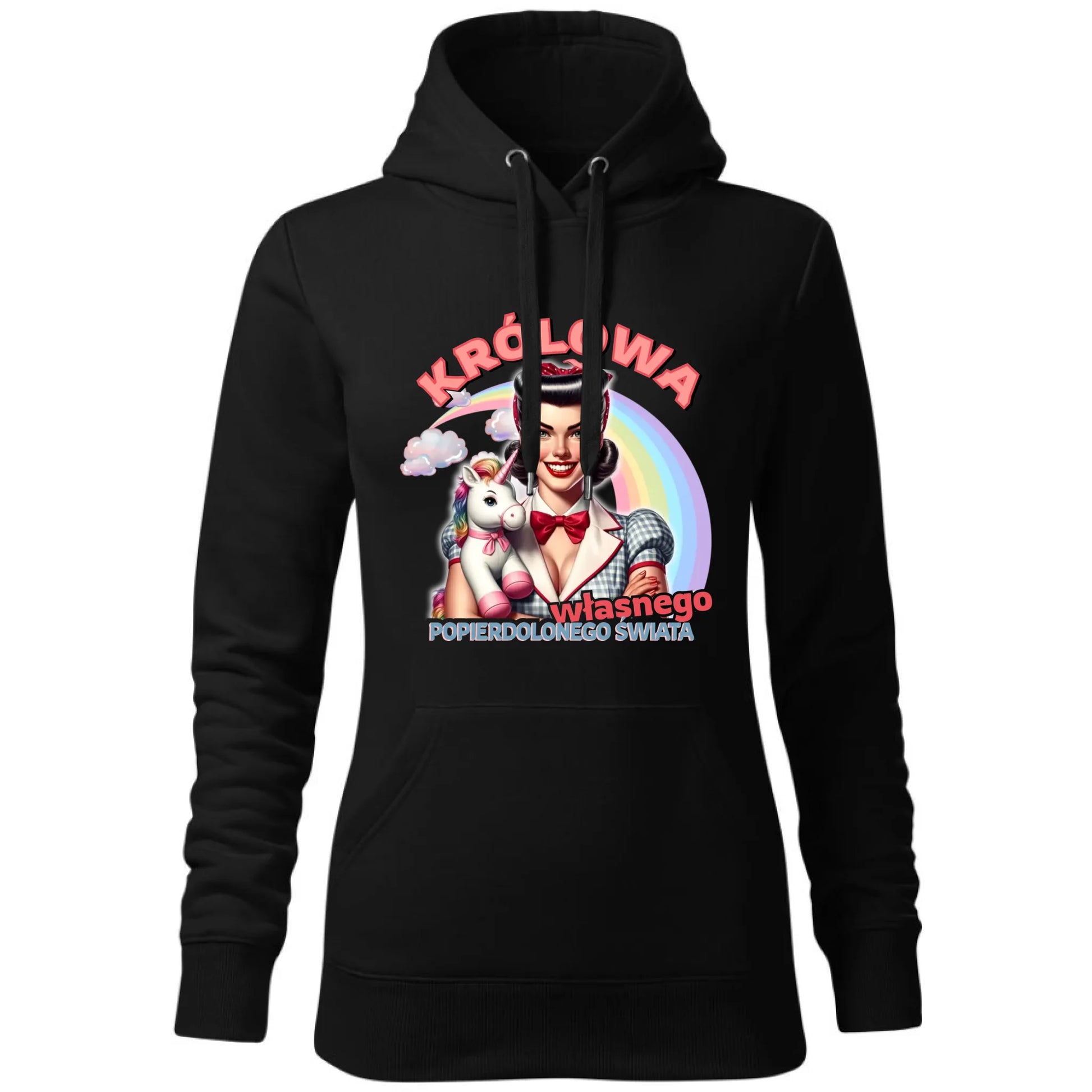 Bluza damska z kapturem retro – Królowa własnego popierd*onego świata - bez cenzury DZ08 - StoryCups.pl