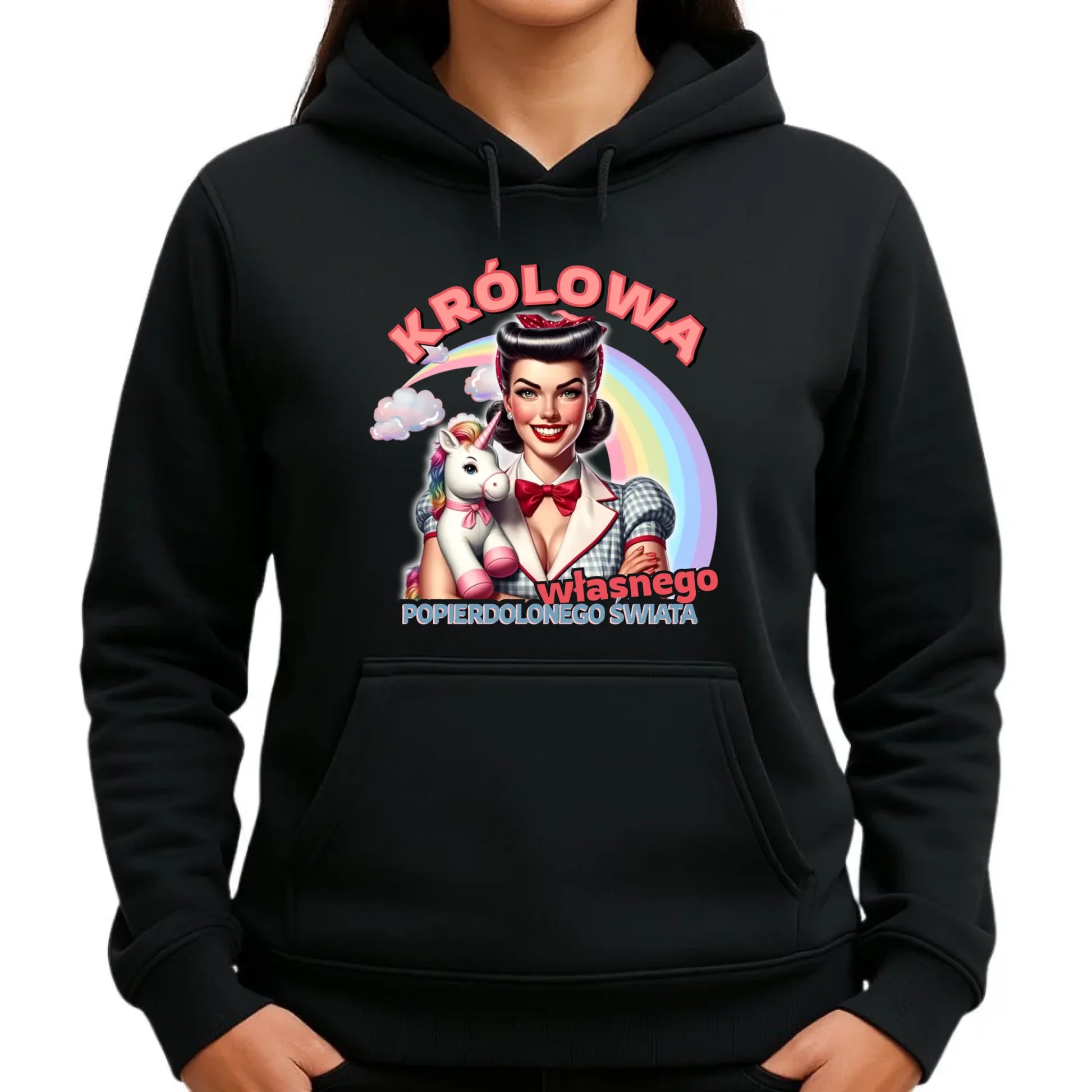 Bluza damska z kapturem retro – Królowa własnego popierd*onego świata - bez cenzury DZ08 - StoryCups.pl