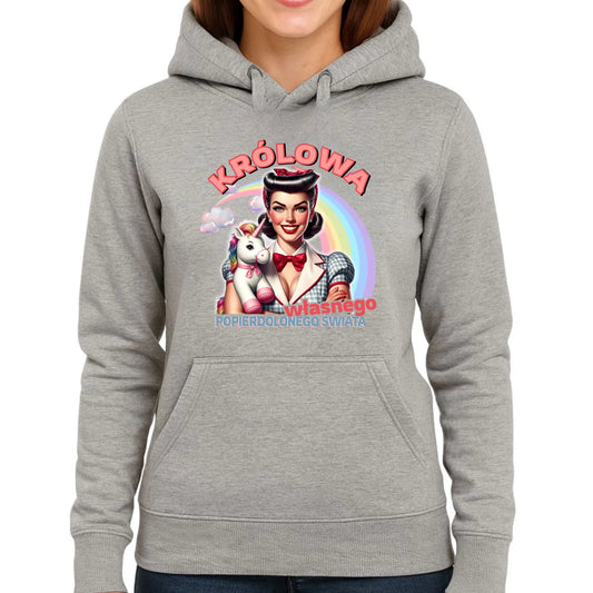 Bluza damska z kapturem retro – Królowa własnego popierd*onego świata - bez cenzury DZ08 - StoryCups.pl