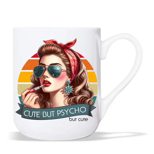 Kubek elegant – Cute but psycho - w stylu retro DZ09 - StoryCups.pl