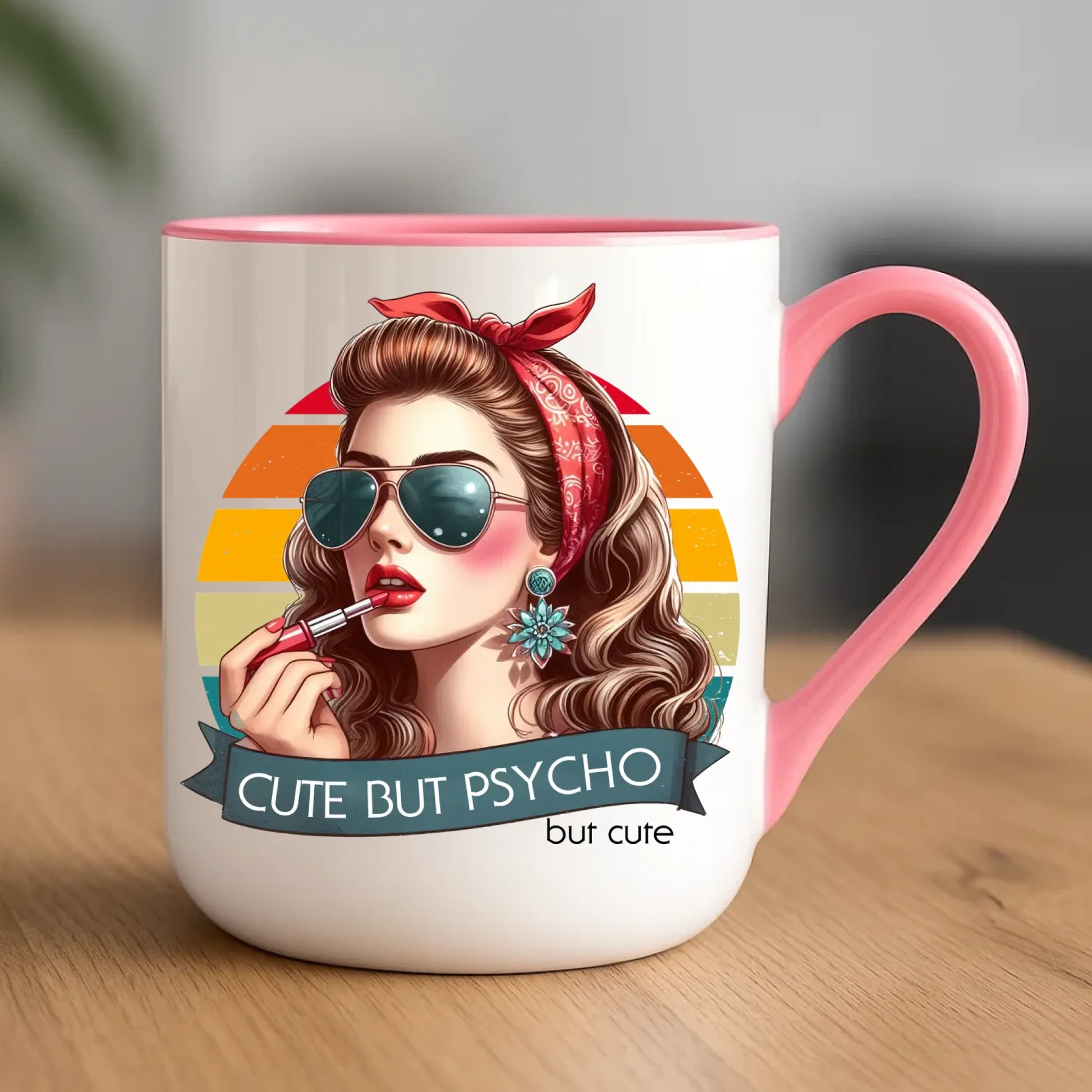 Kubek elegant – Cute but psycho - w stylu retro DZ09 - StoryCups.pl
