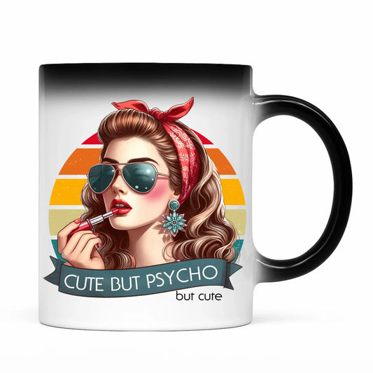 Kubek magiczny – Cute but psycho - w stylu retro DZ09 - StoryCups.pl