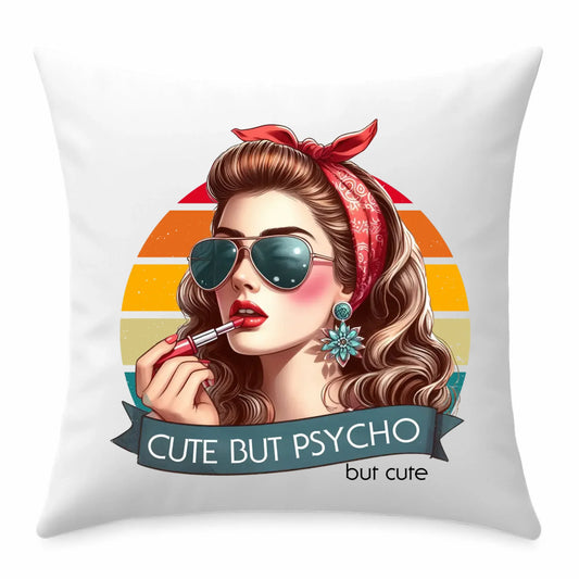 Poduszka – Cute but psycho - w stylu retro DZ09 - StoryCups.pl
