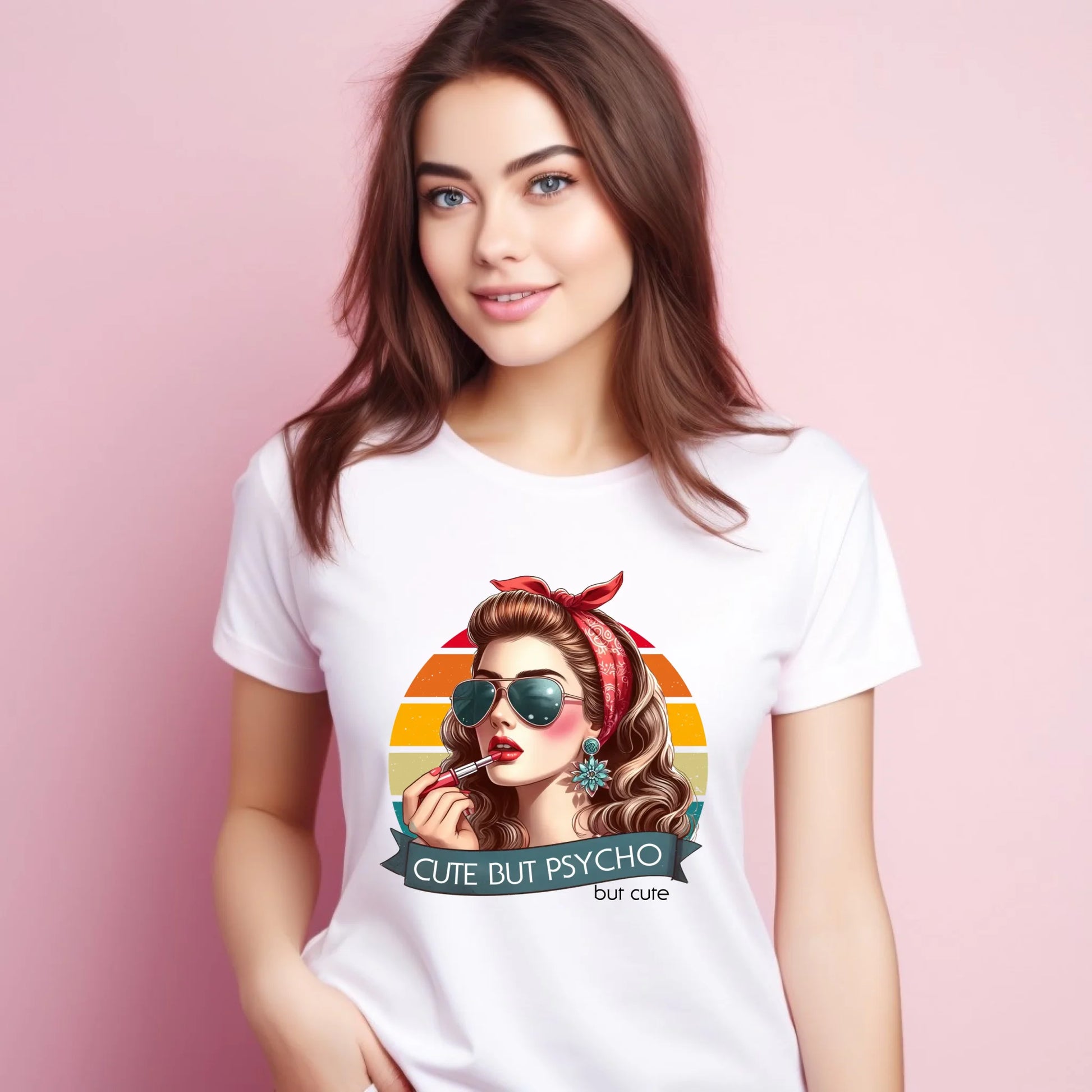 Koszulka damska – Cute but psycho - w stylu retro DZ09 - StoryCups.pl