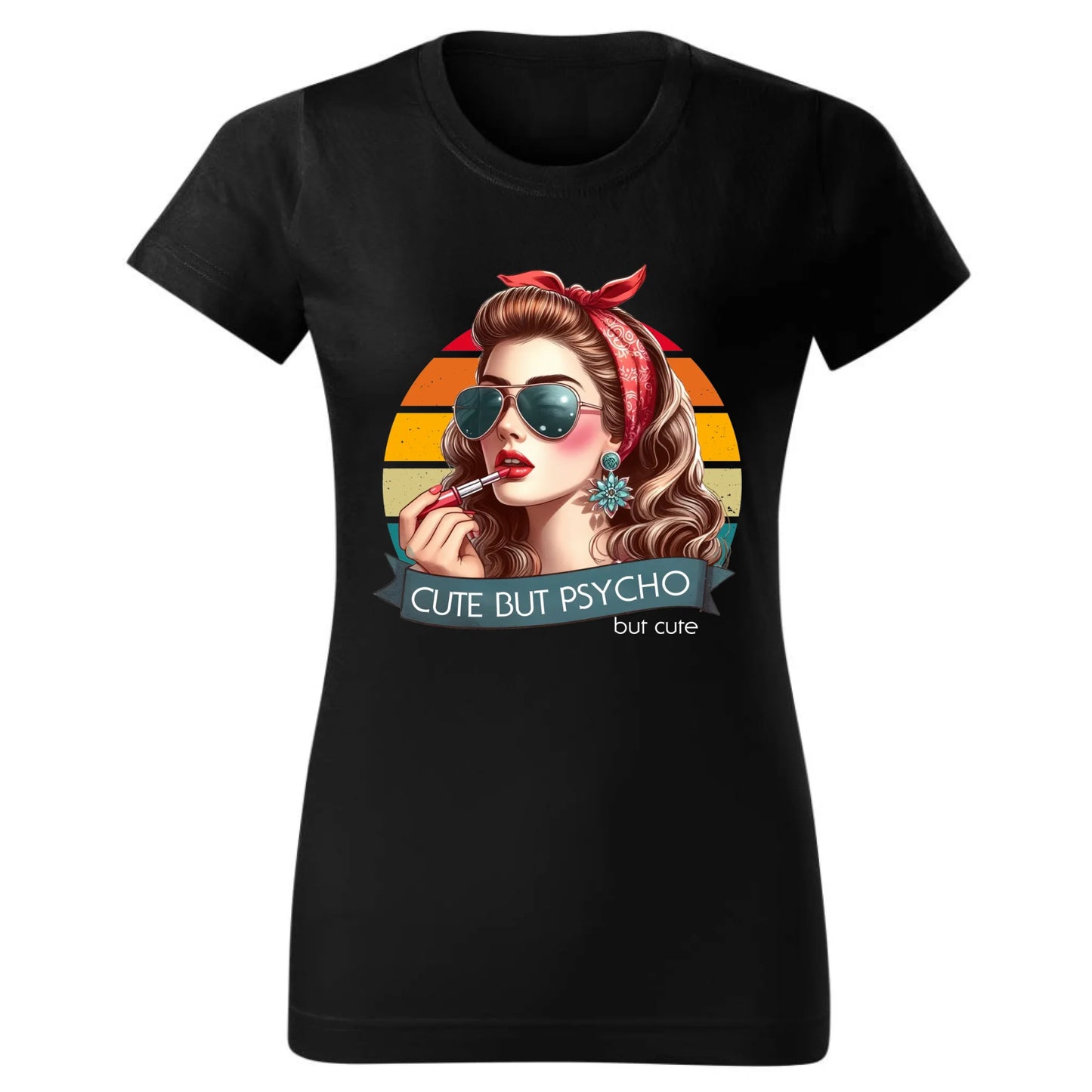 Koszulka damska – Cute but psycho - w stylu retro DZ09 - StoryCups.pl