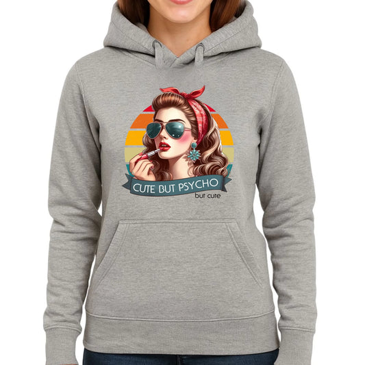 Bluza damska z kapturem – Cute but psycho - w stylu retro DZ09 - StoryCups.pl