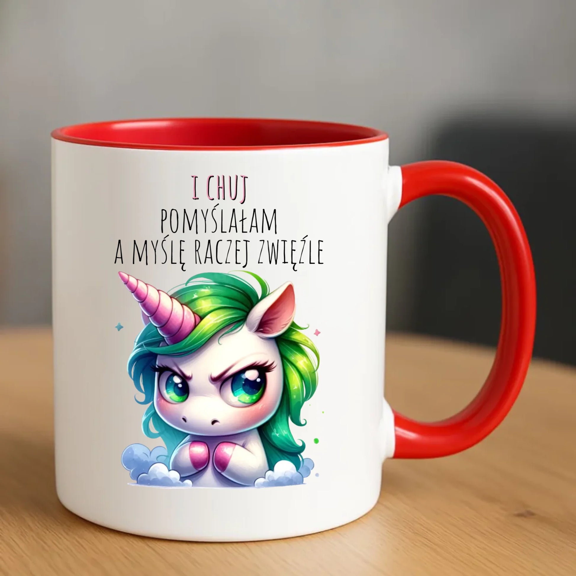Śmieszny kubek z jednorożcem – I ch*j pomyślałam – bez cenzury DZ12 - StoryCups.pl