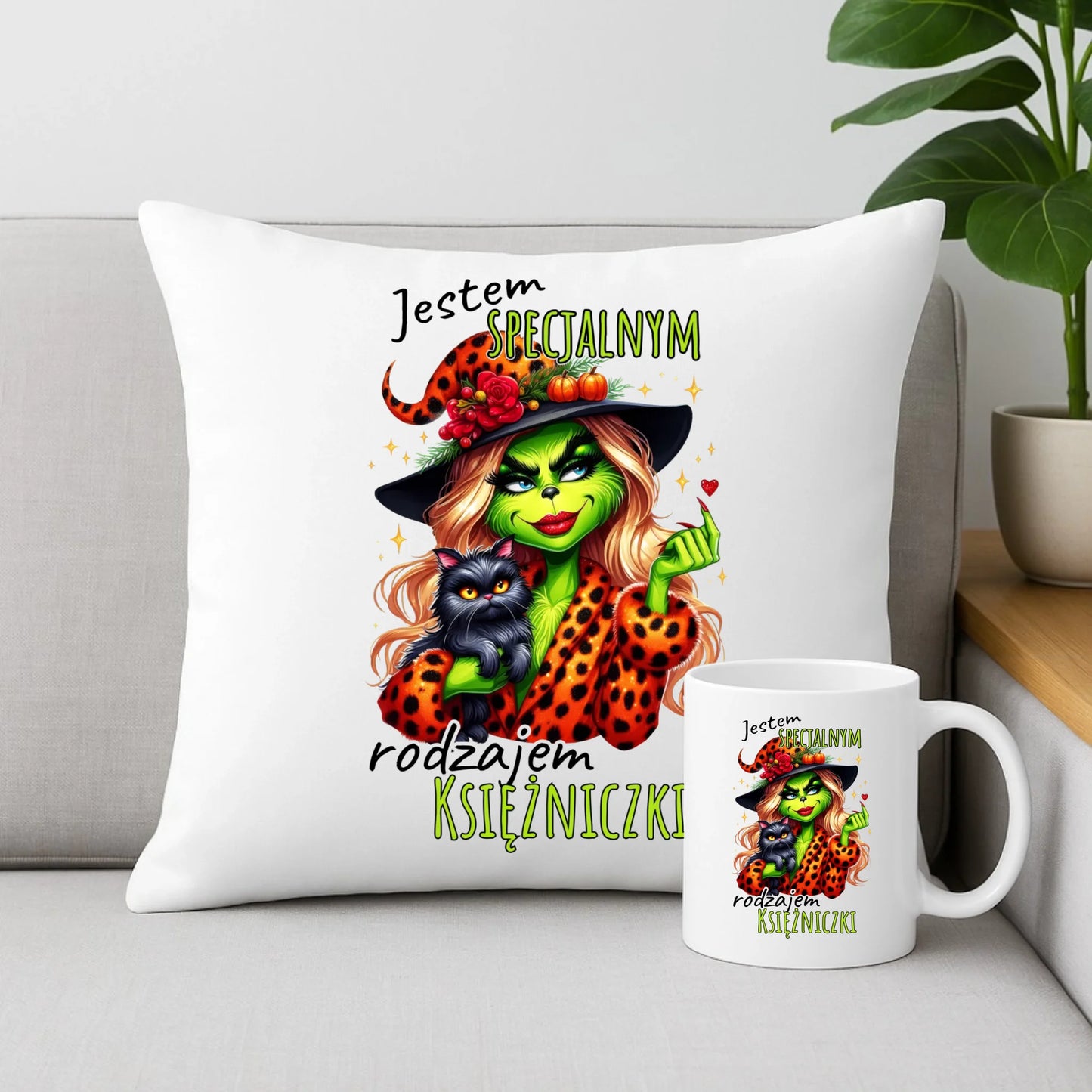 Zestaw poduszka i kubek - Specjalna księżniczka - Wiedźma HL22 - StoryCups.pl