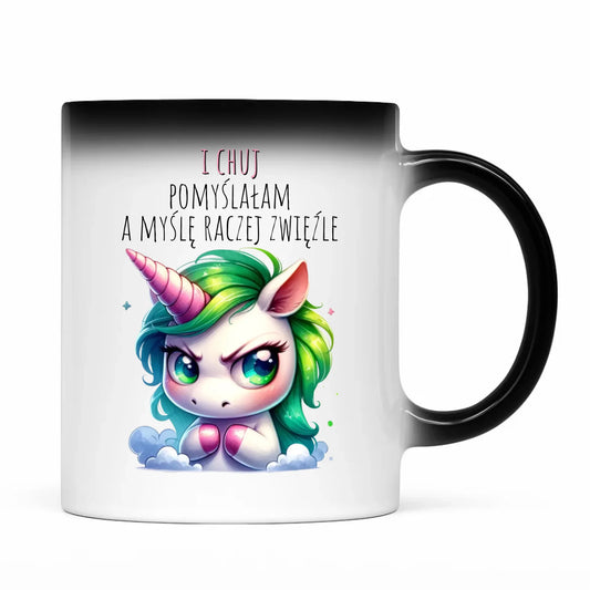 Kubek magiczny z jednorożcem – I ch*j pomyślałam – bez cenzury DZ12 - StoryCups.pl