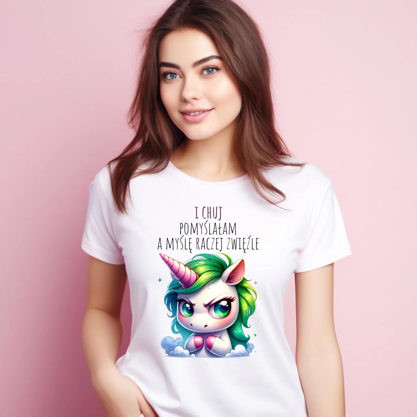 Koszulka damska z jednorożcem – I ch*j pomyślałam – bez cenzury DZ12 - StoryCups.pl
