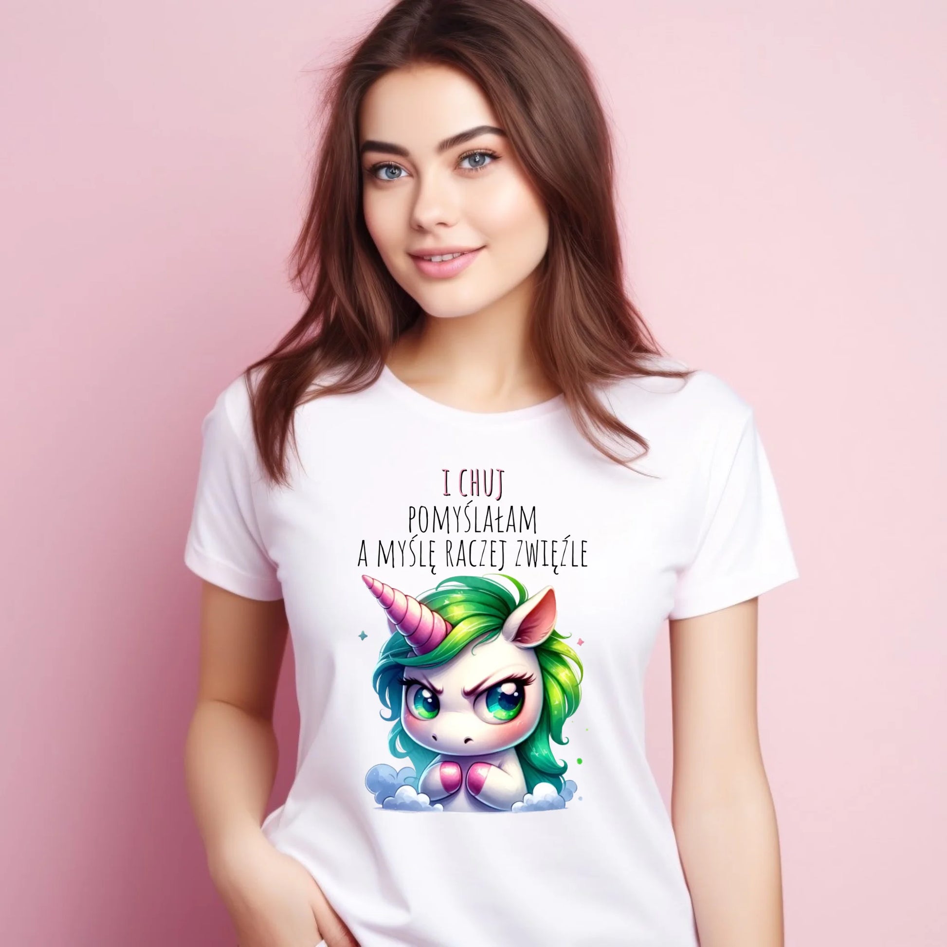 Koszulka damska z jednorożcem – I ch*j pomyślałam – bez cenzury DZ12 - StoryCups.pl
