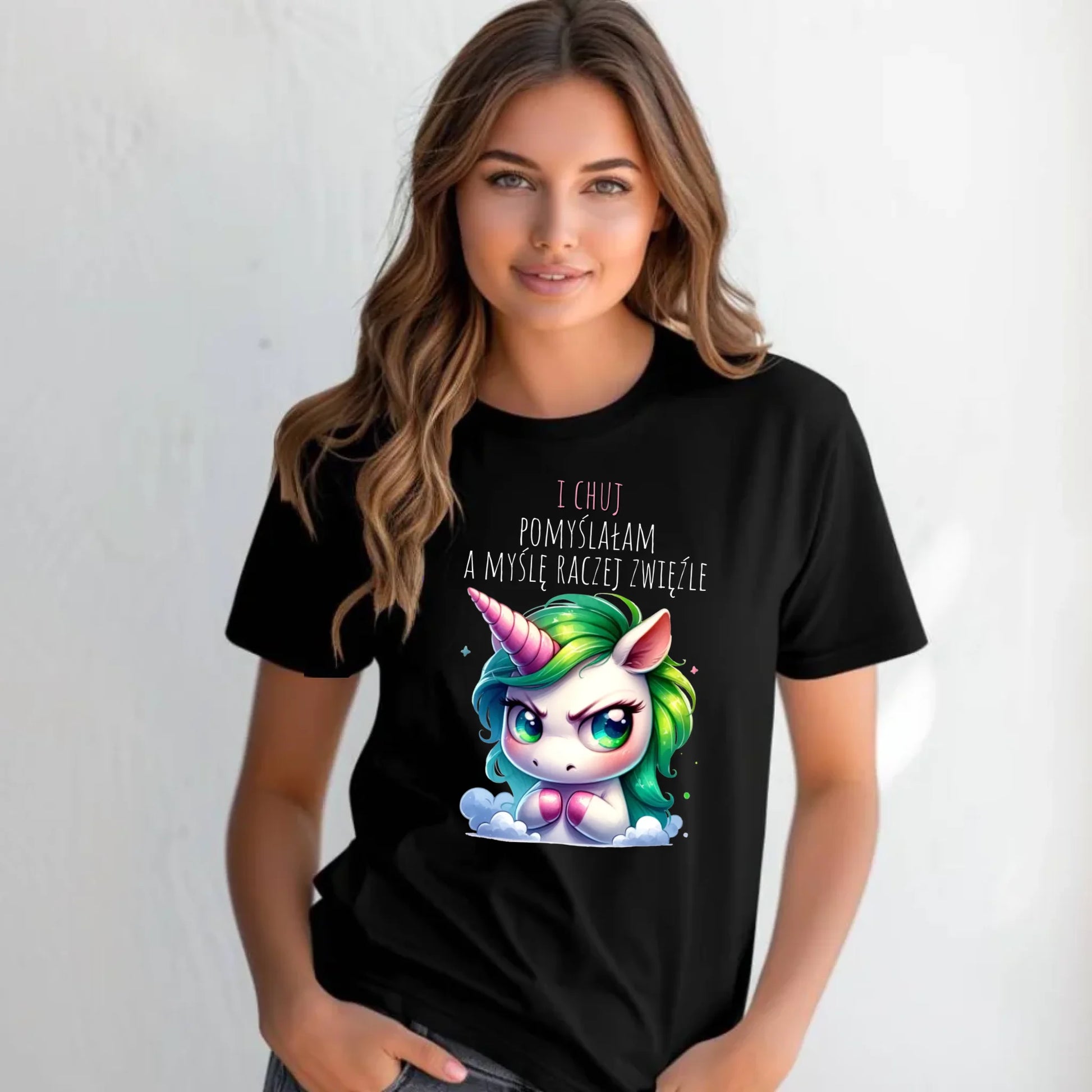 Koszulka damska z jednorożcem – I ch*j pomyślałam – bez cenzury DZ12 - StoryCups.pl
