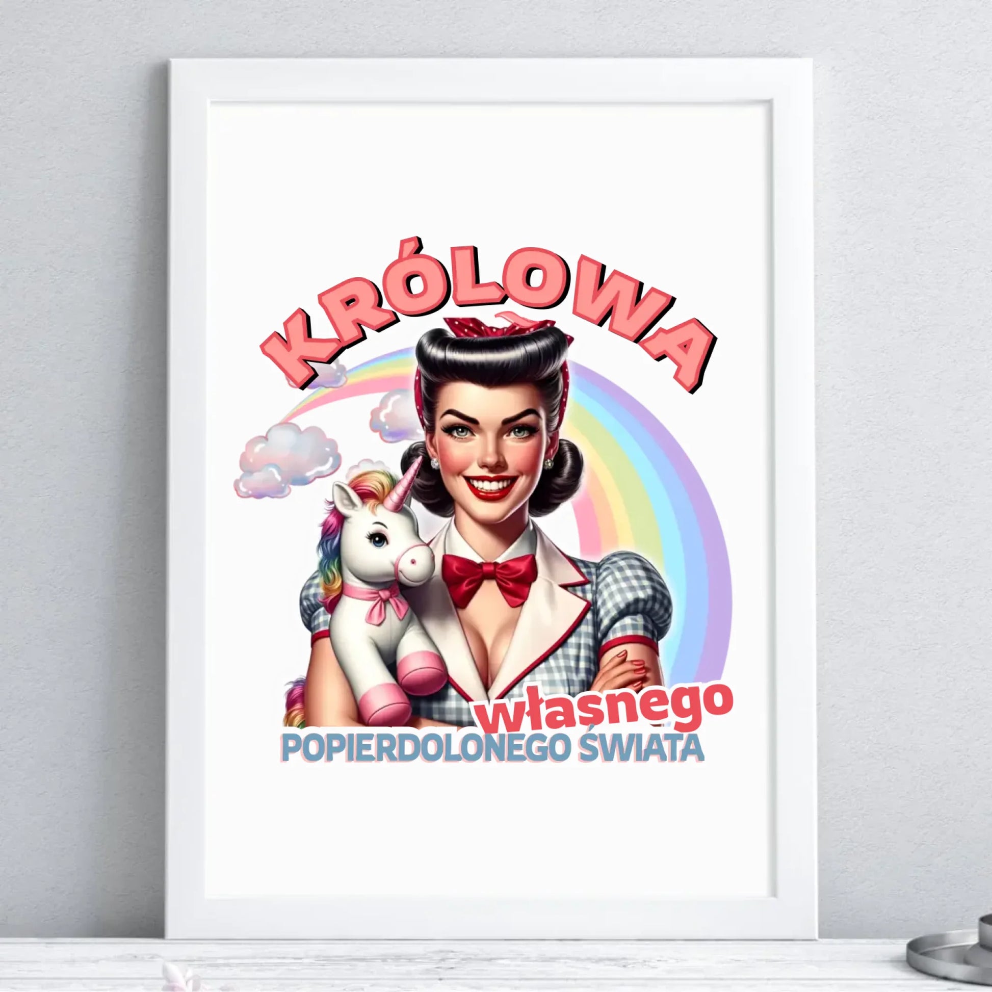 Retro plakat w ramie – Królowa własnego popierd*onego świata - bez cenzury DZ08 - StoryCups.pl