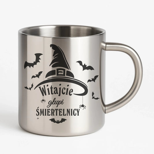 Kubek metalowy na Halloween - Witajcie głupi śmiertelnicy HL23 - StoryCups.pl