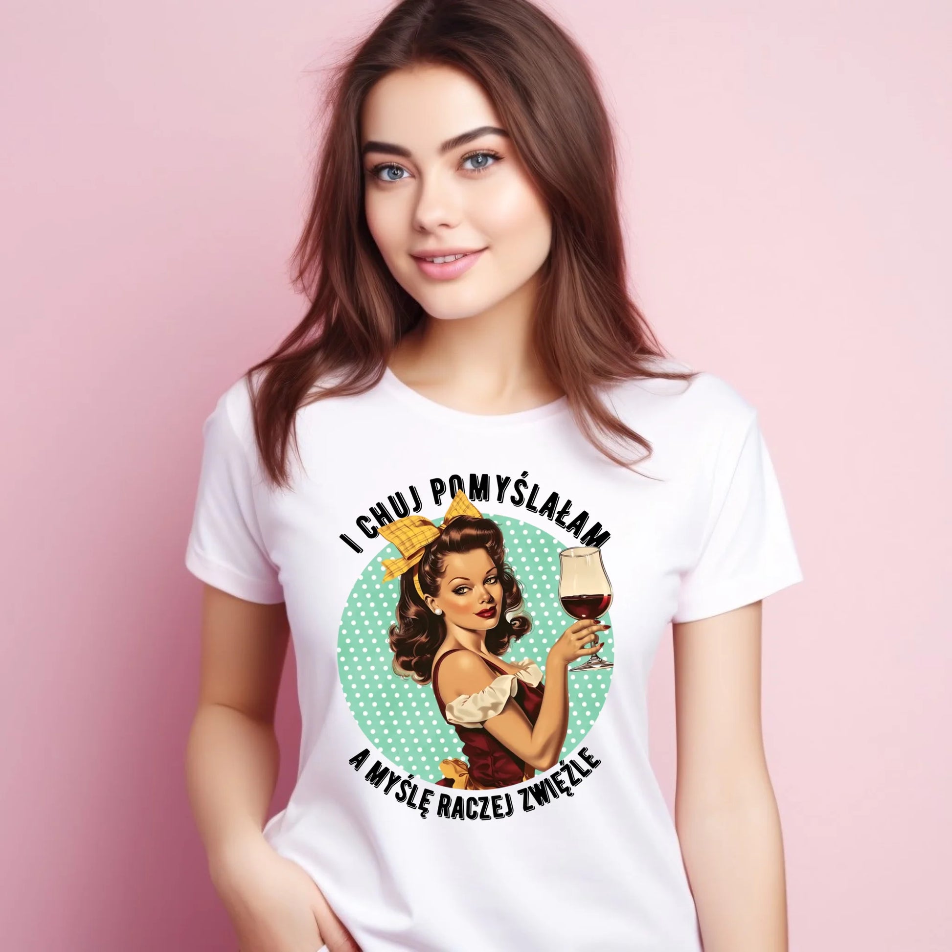 Koszulka damska retro - I ch*j pomyślałam, a myślę raczej zwięźle – bez cenzury DZ13 - StoryCups.pl