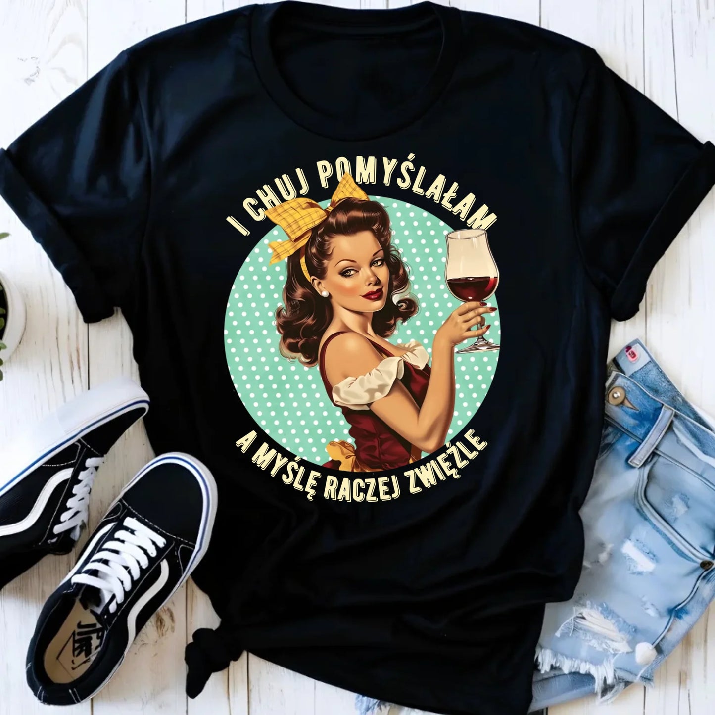 Koszulka damska retro - I ch*j pomyślałam, a myślę raczej zwięźle – bez cenzury DZ13 - StoryCups.pl