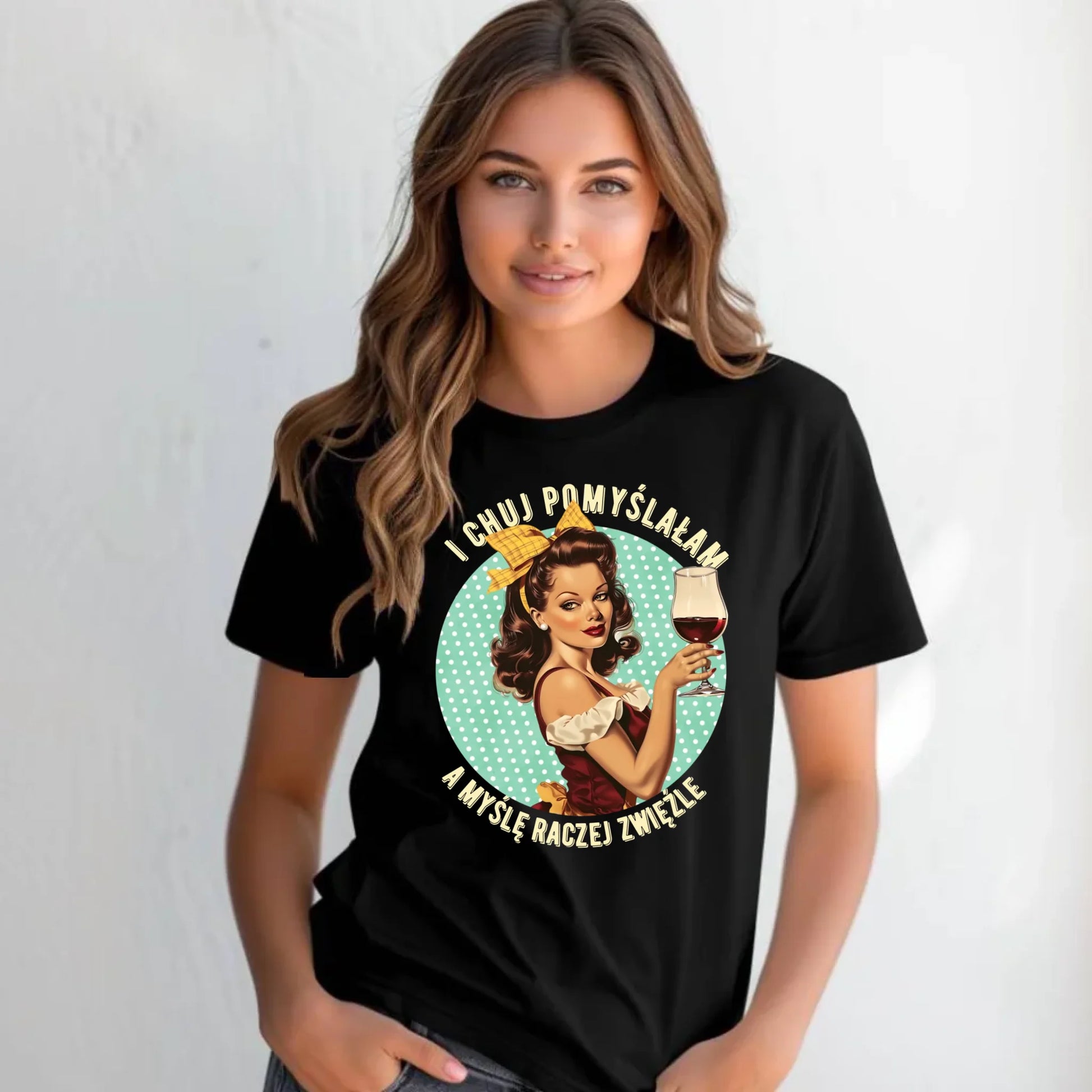Koszulka damska retro - I ch*j pomyślałam, a myślę raczej zwięźle – bez cenzury DZ13 - StoryCups.pl