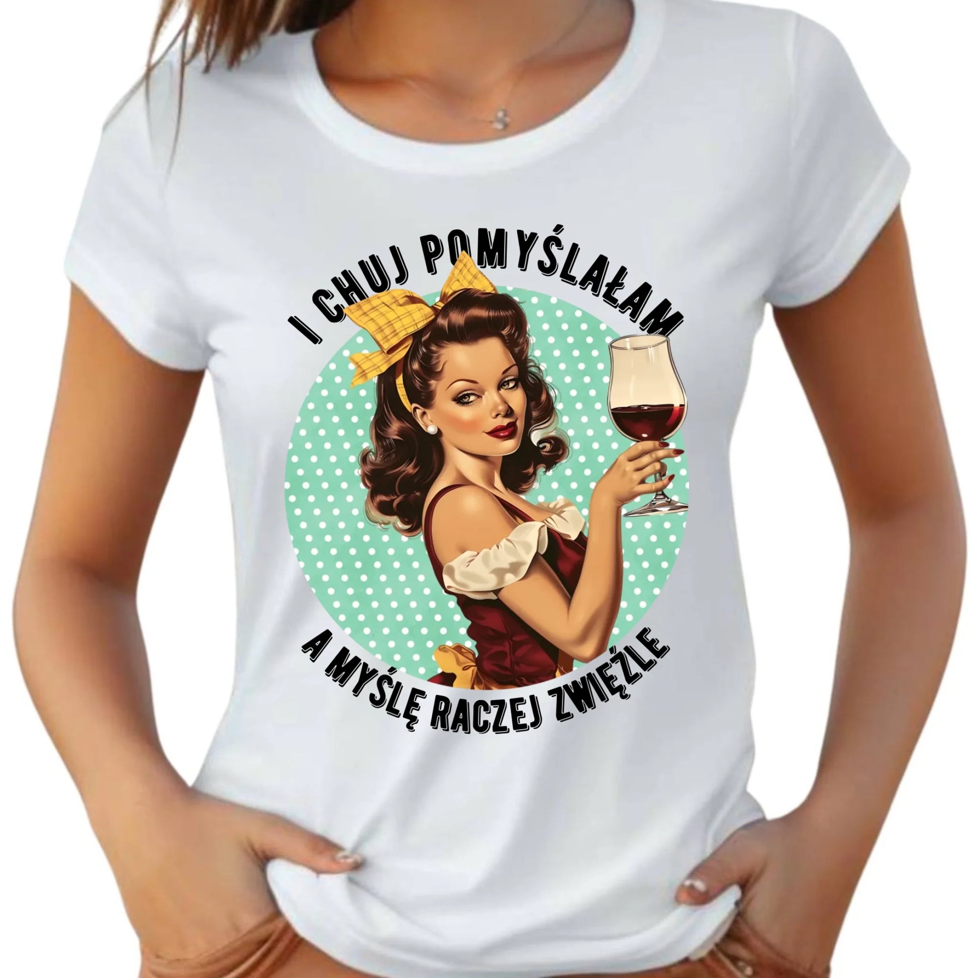 Koszulka damska retro - I ch*j pomyślałam, a myślę raczej zwięźle – bez cenzury DZ13 - StoryCups.pl