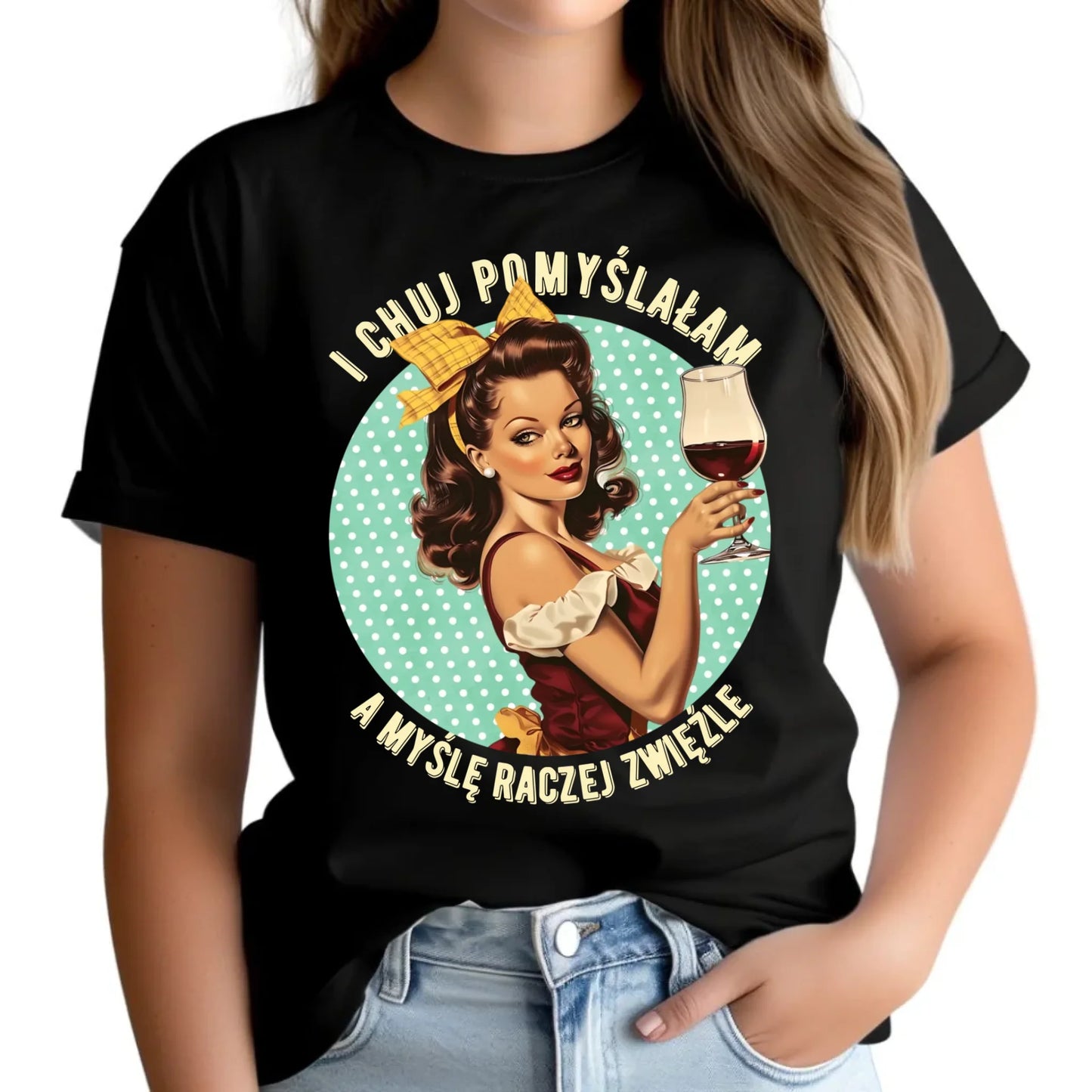 Koszulka damska retro - I ch*j pomyślałam, a myślę raczej zwięźle – bez cenzury DZ13 - StoryCups.pl