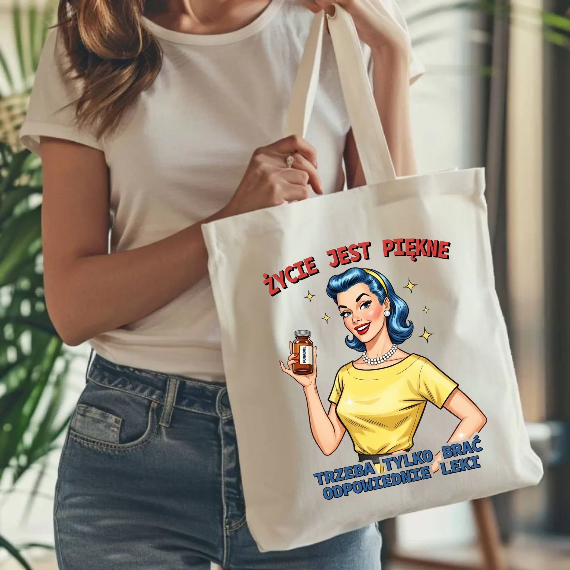 Torba retro - Życie jest piękne, trzeba brać odpowiednie leki DZ14 - StoryCups.pl