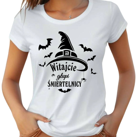 Koszulka damska na Halloween - Witajcie głupi śmiertelnicy HL23