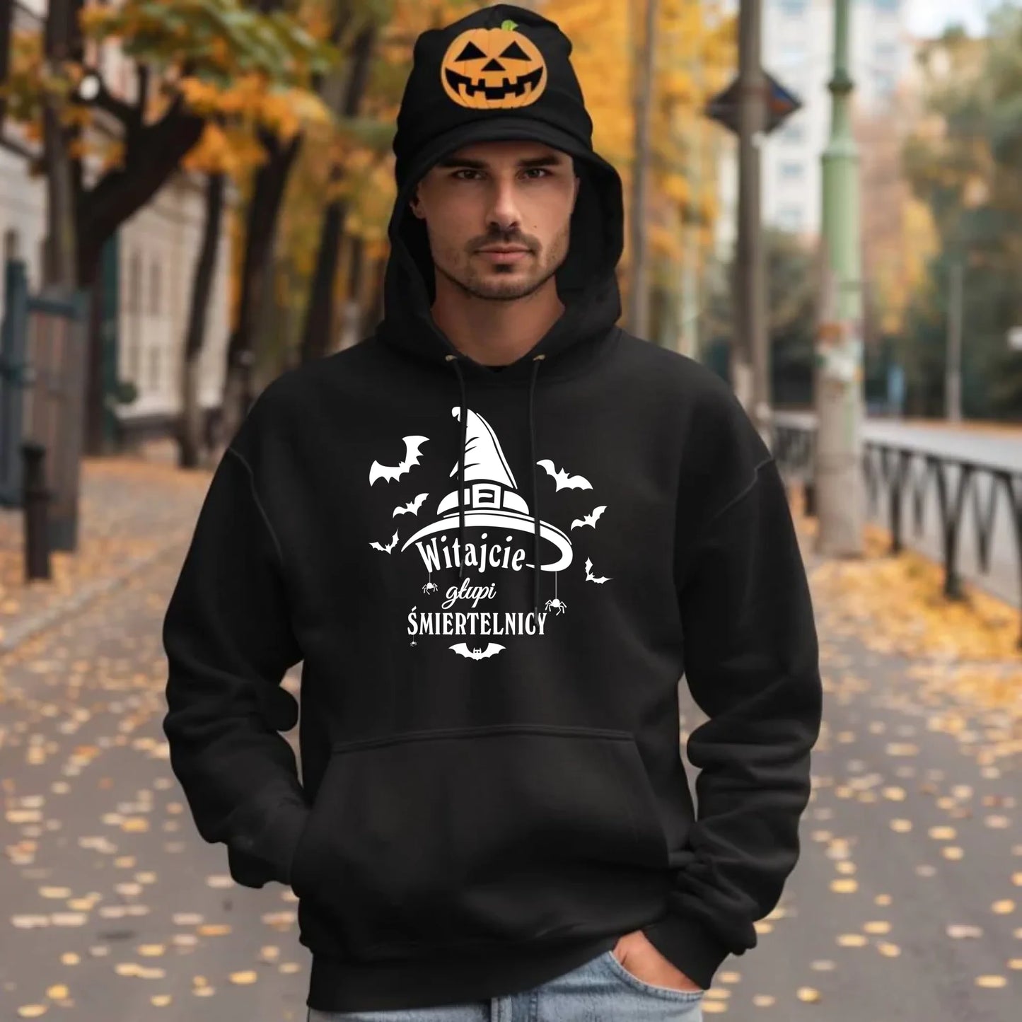 Bluza męska z kapturem na Halloween - Witajcie głupi śmiertelnicy HL23