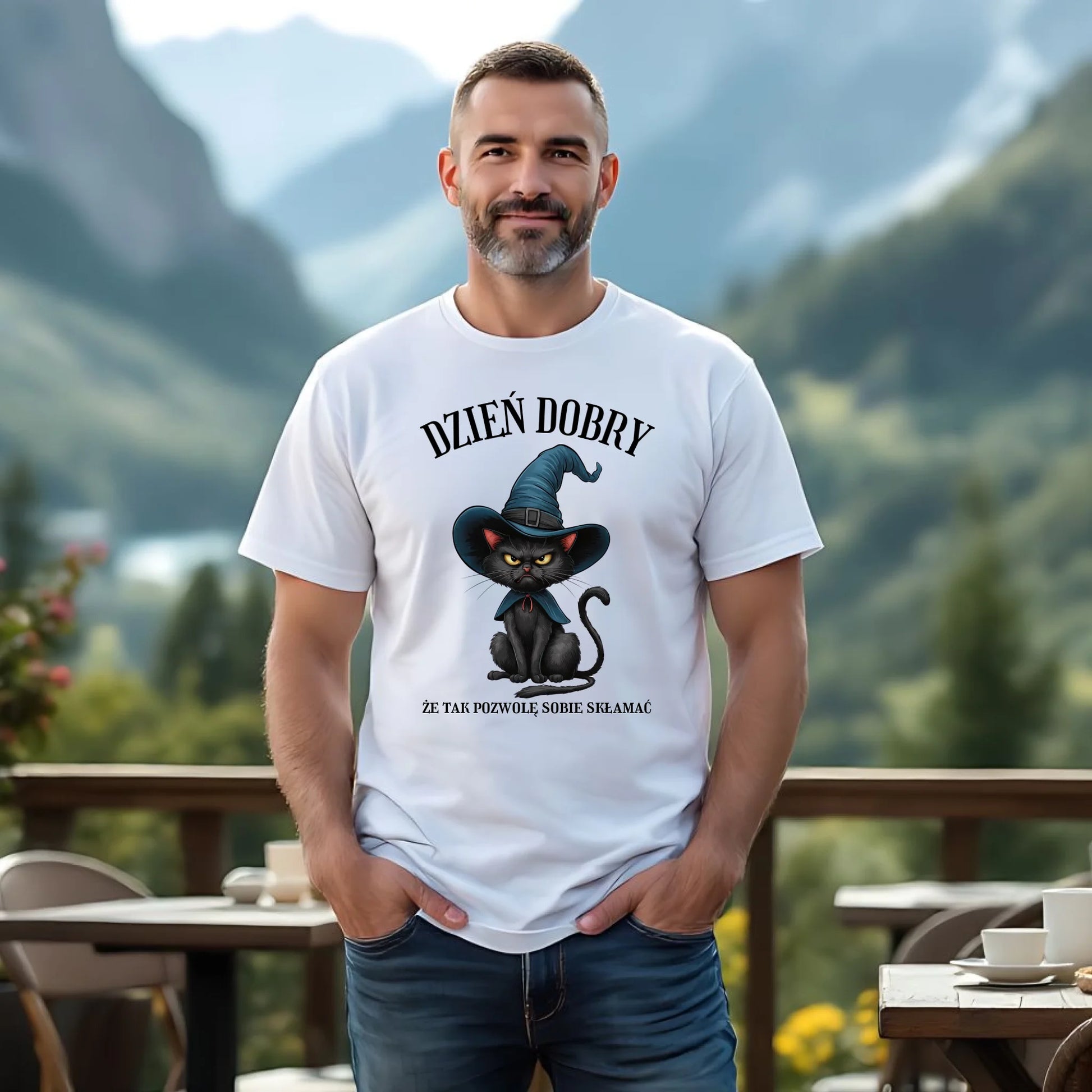 Koszulka męska halloweenowa - Dzień dobry, że tak pozwolę sobie skłamać HL27 - StoryCups.pl