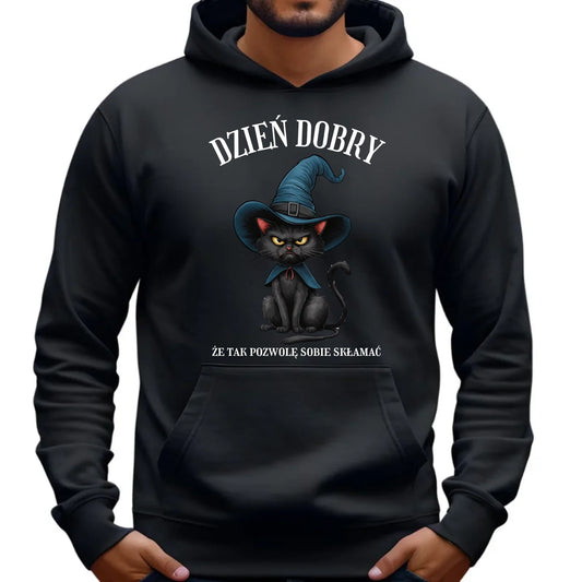 Bluza męska z kapturem halloweenowa - Dzień dobry, że tak pozwolę sobie skłamać HL27