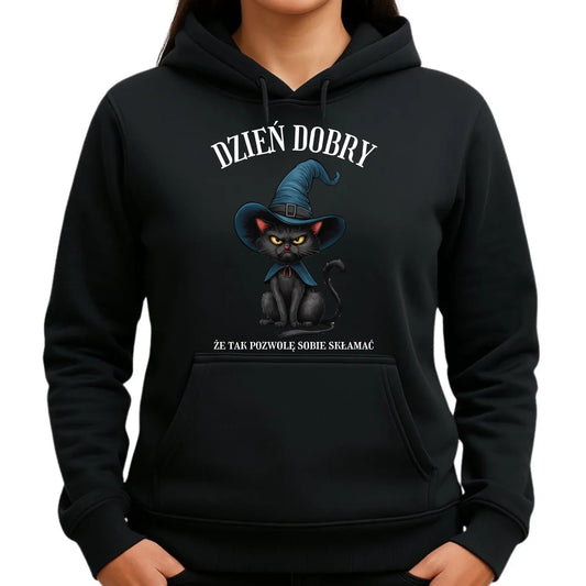 Bluza damska z kapturem halloweenowa - Dzień dobry, że tak pozwolę sobie skłamać HL27