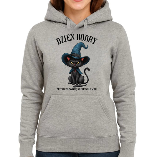 Bluza damska z kapturem halloweenowa - Dzień dobry, że tak pozwolę sobie skłamać HL27