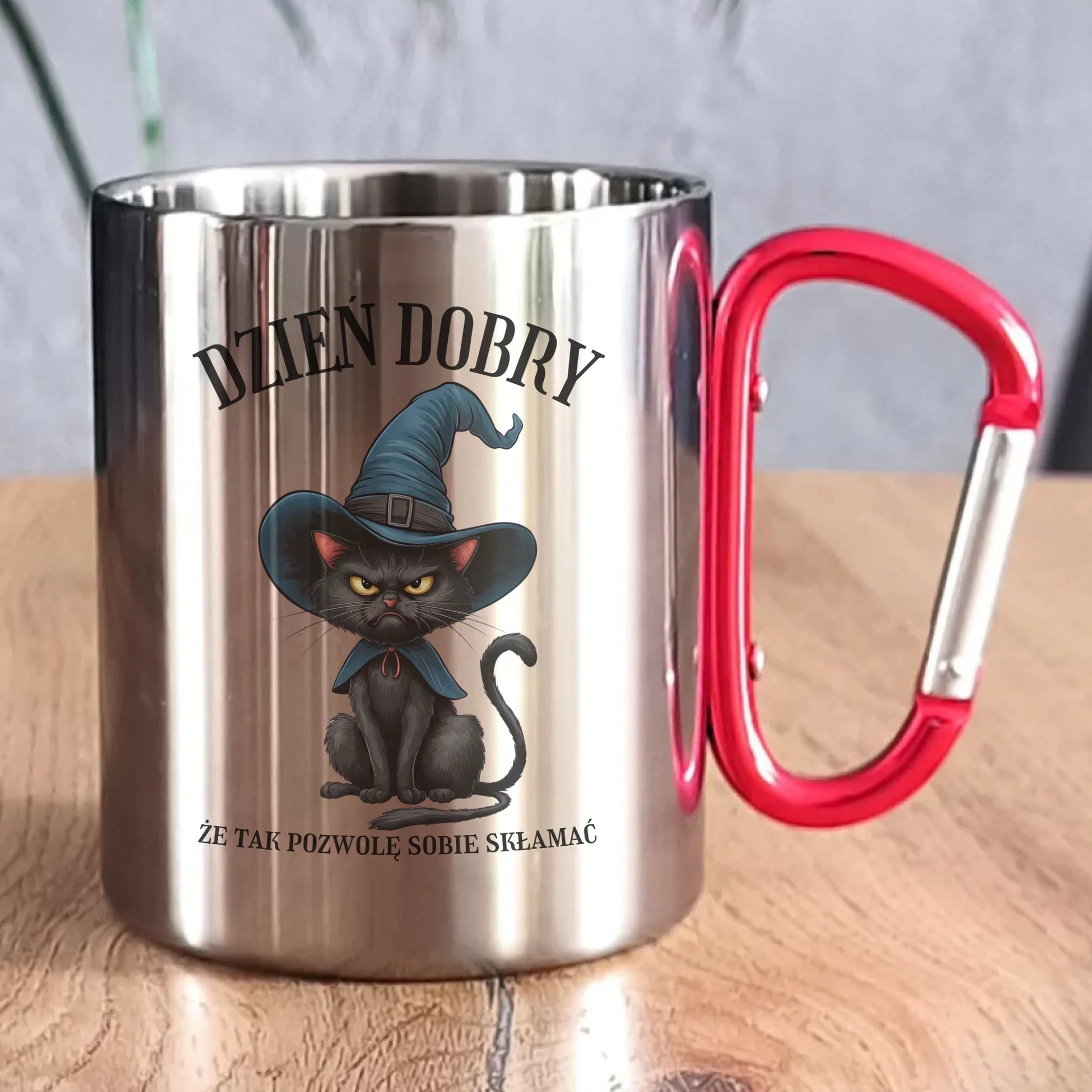 Kubek metalowy halloweenowy - Dzień dobry, że tak pozwolę sobie skłamać HL27 - StoryCups.pl