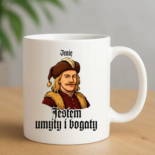 Kubek - Jestem umyty i bogaty - dla fanów serialu 1670 - personalizowany H60 - StoryCups.pl