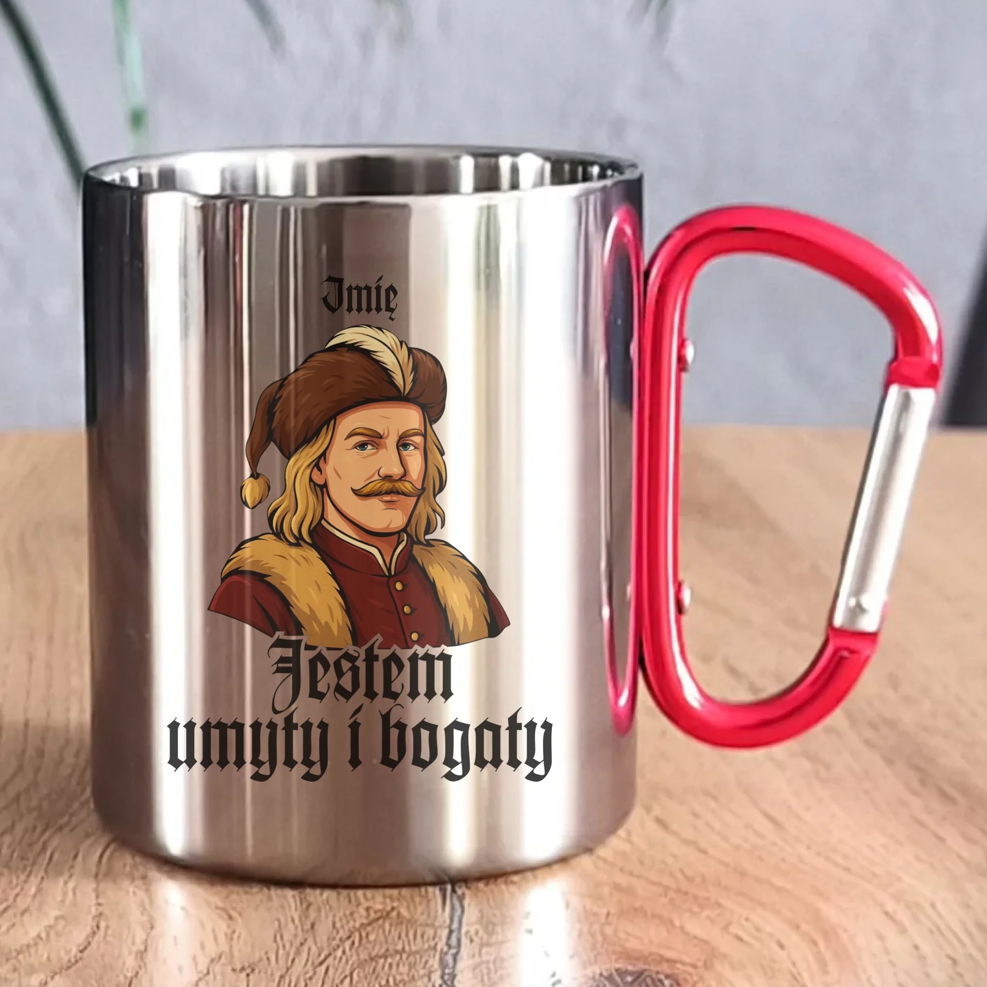 Kubek metalowy - Jestem umyty i bogaty - dla fanów serialu 1670 - personalizowany H60 - StoryCups.pl