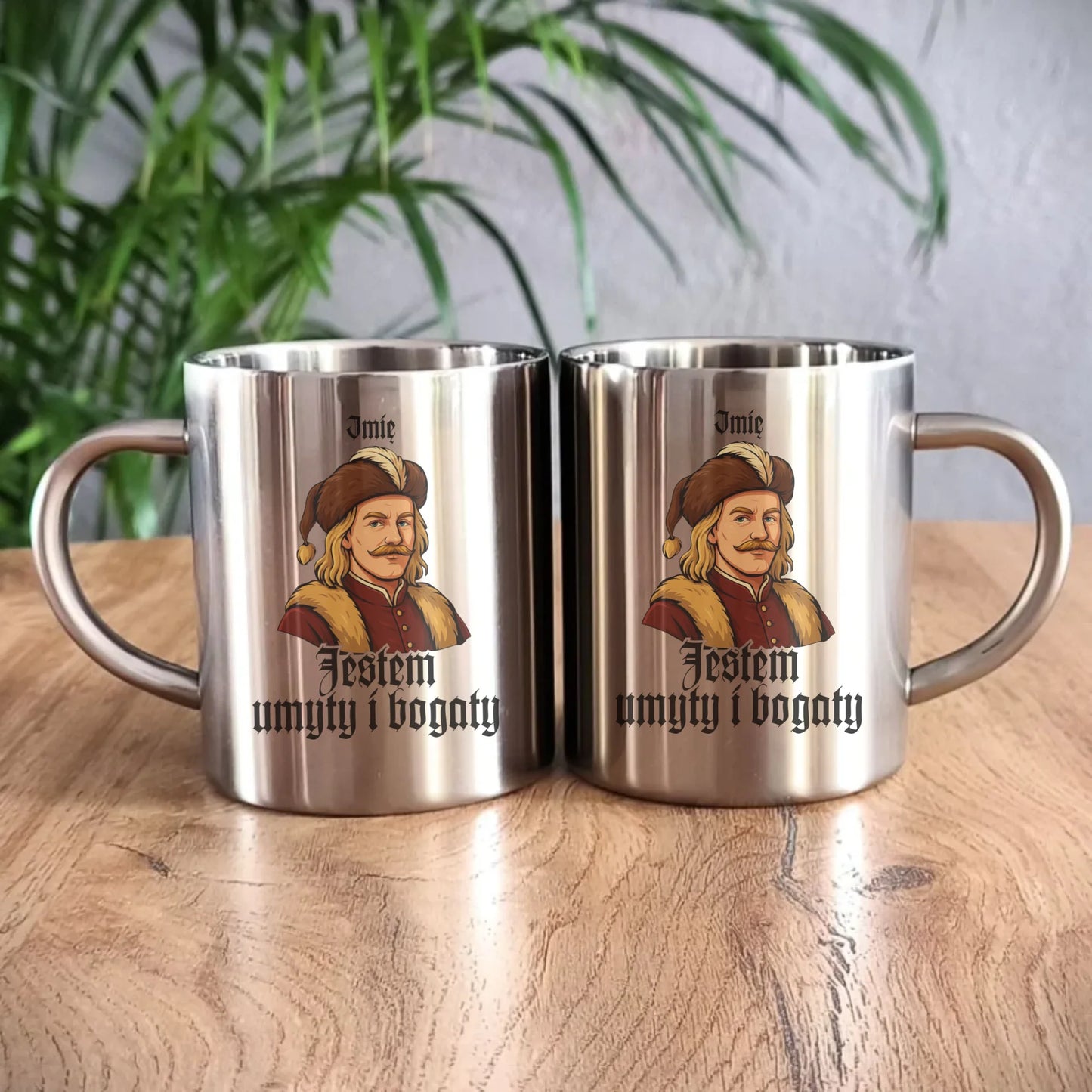 Kubek metalowy - Jestem umyty i bogaty - dla fanów serialu 1670 - personalizowany H60 - StoryCups.pl