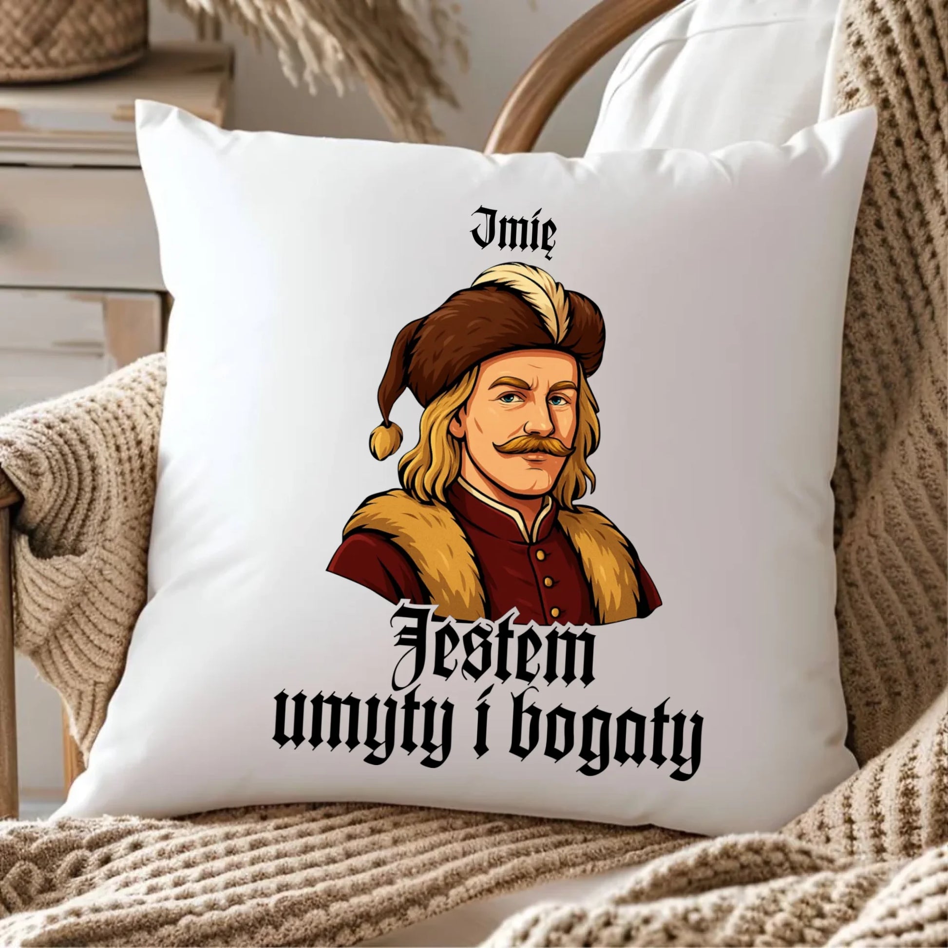 Poduszka - Jestem umyty i bogaty - dla fanów serialu 1670 - personalizowana H60 - StoryCups.pl