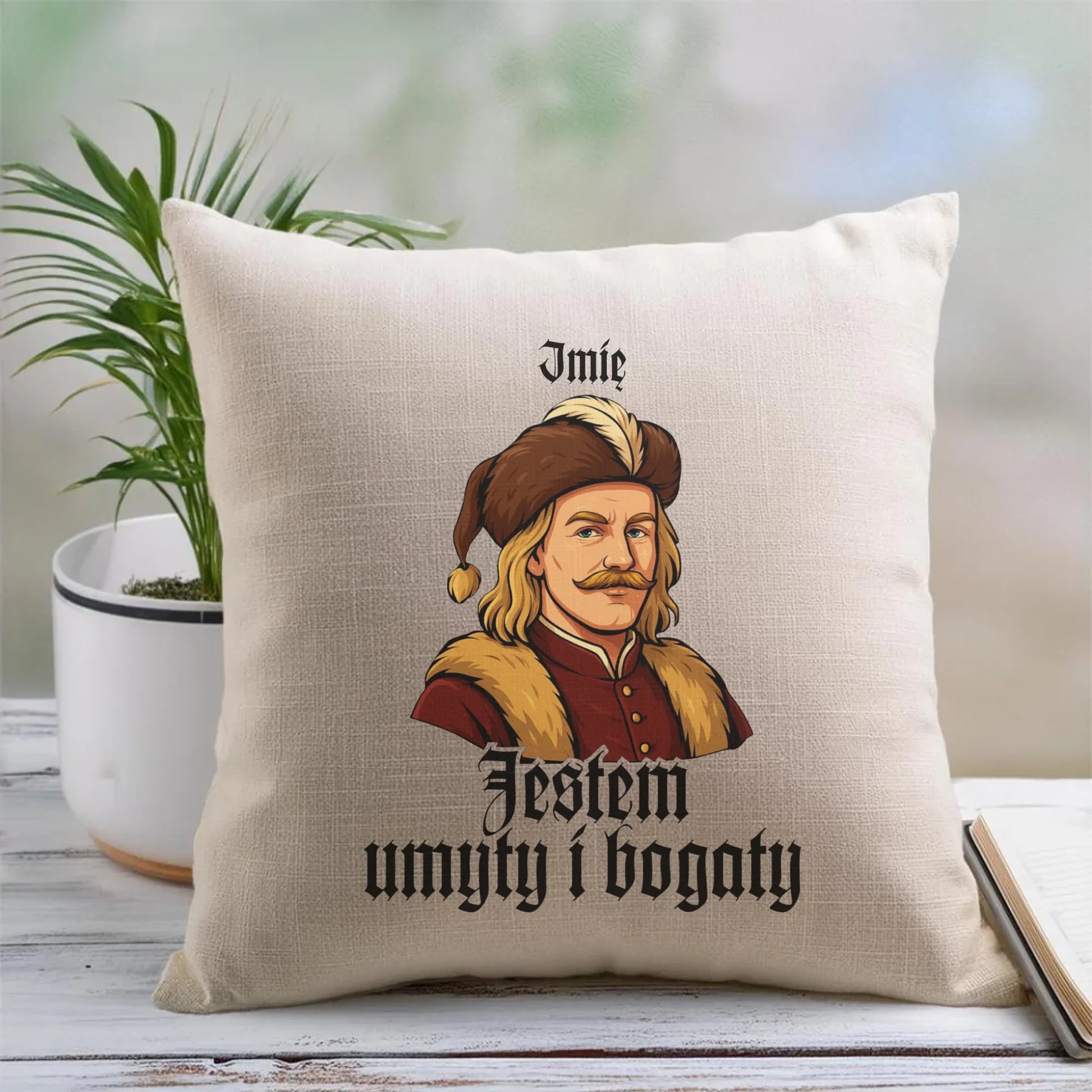 Poduszka - Jestem umyty i bogaty - dla fanów serialu 1670 - personalizowana H60 - StoryCups.pl